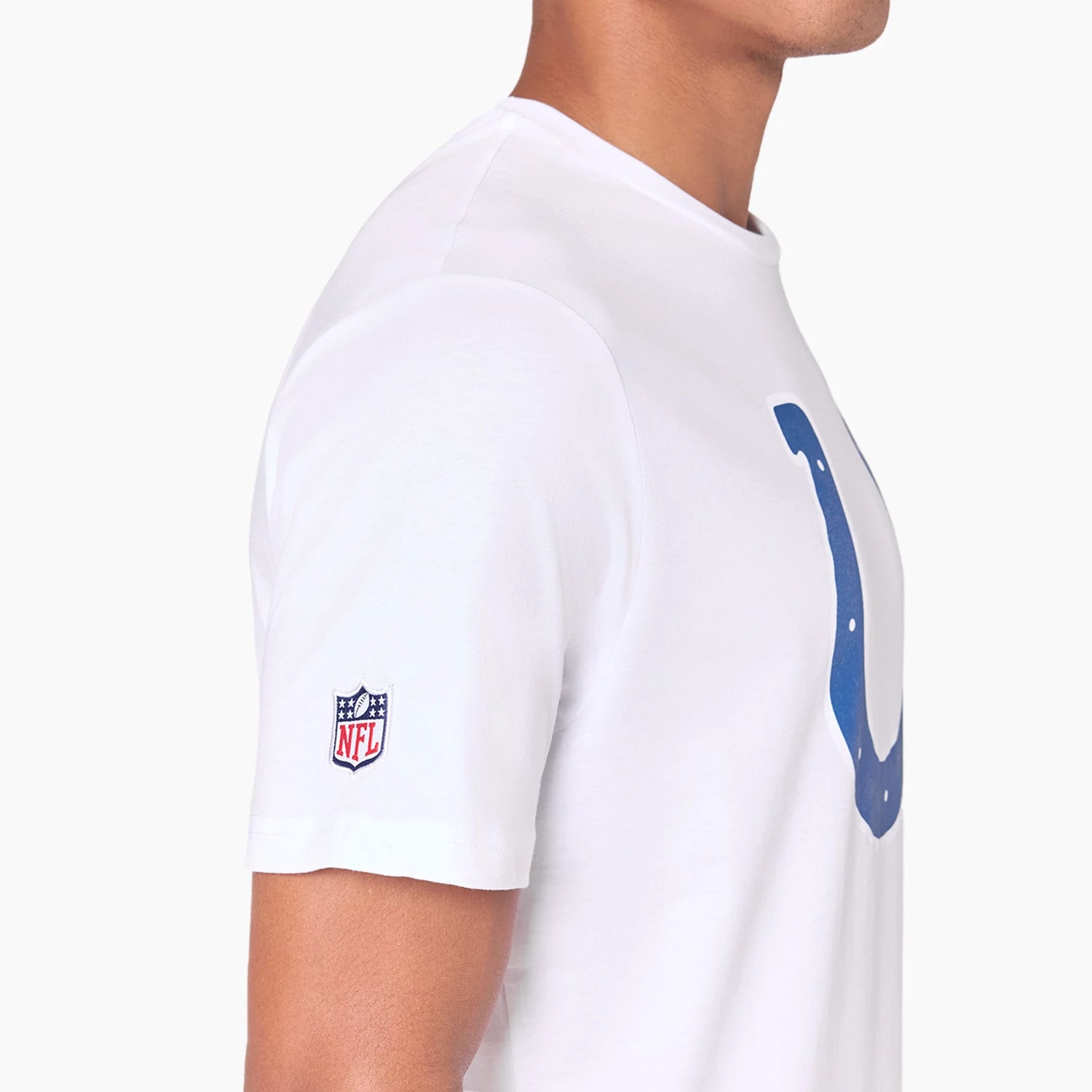 The Male model is wearing Indianapolis Colts NFL White T-Shirt 3