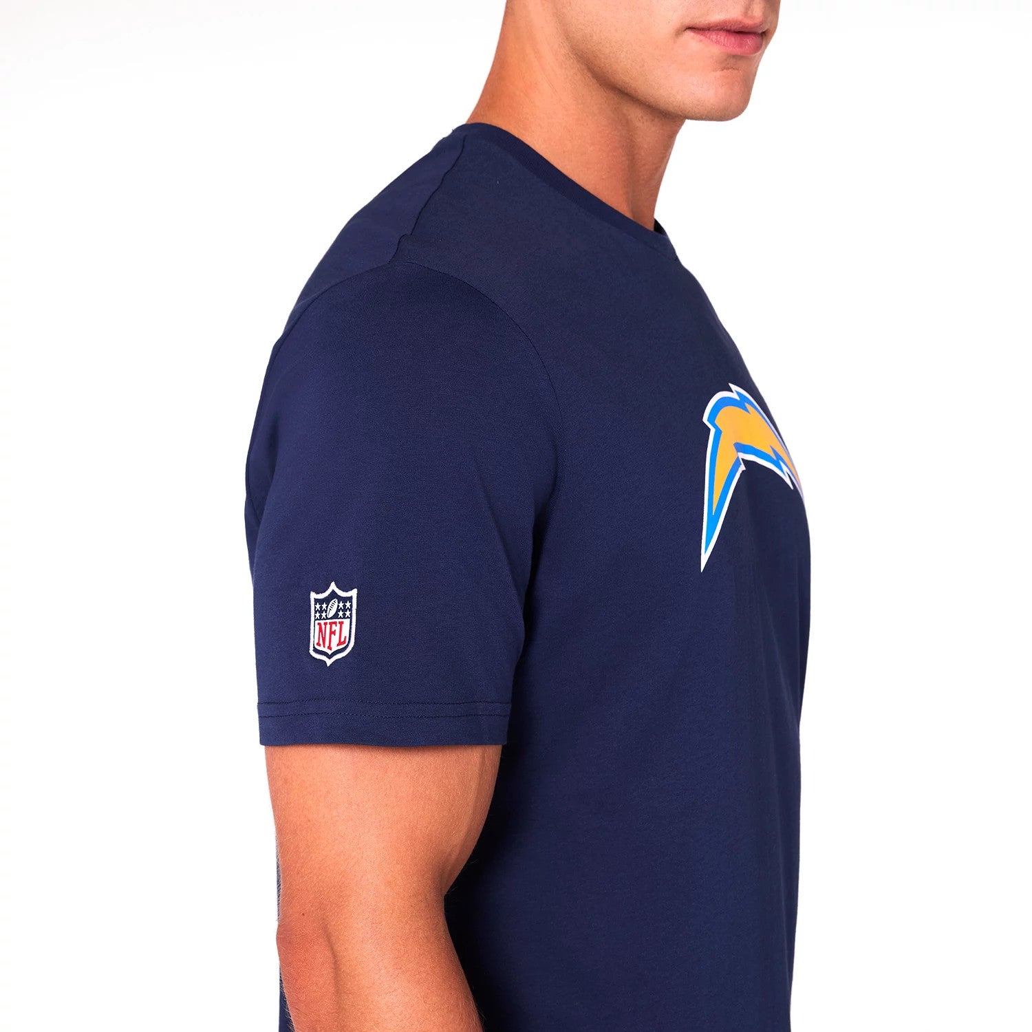 The Male model is wearing LA Chargers NFL Blue T-Shirt 4