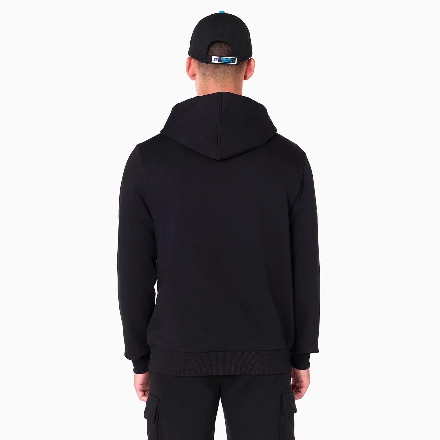 The Male model is wearing Carolina Panthers NFL Black Pullover Hoodie 7