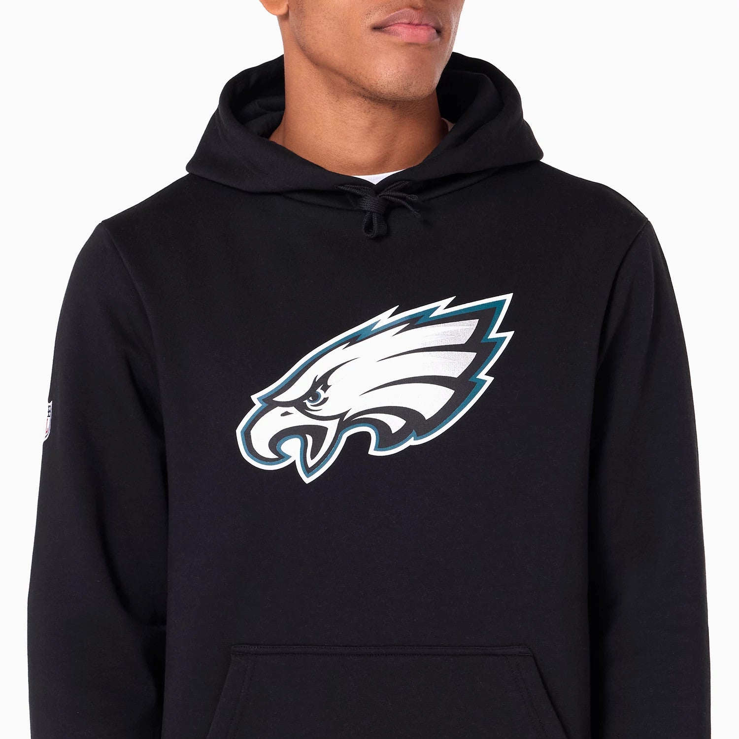 The Male model is wearing Philadelphia Eagles NFL Black Pullover Hoodie 3