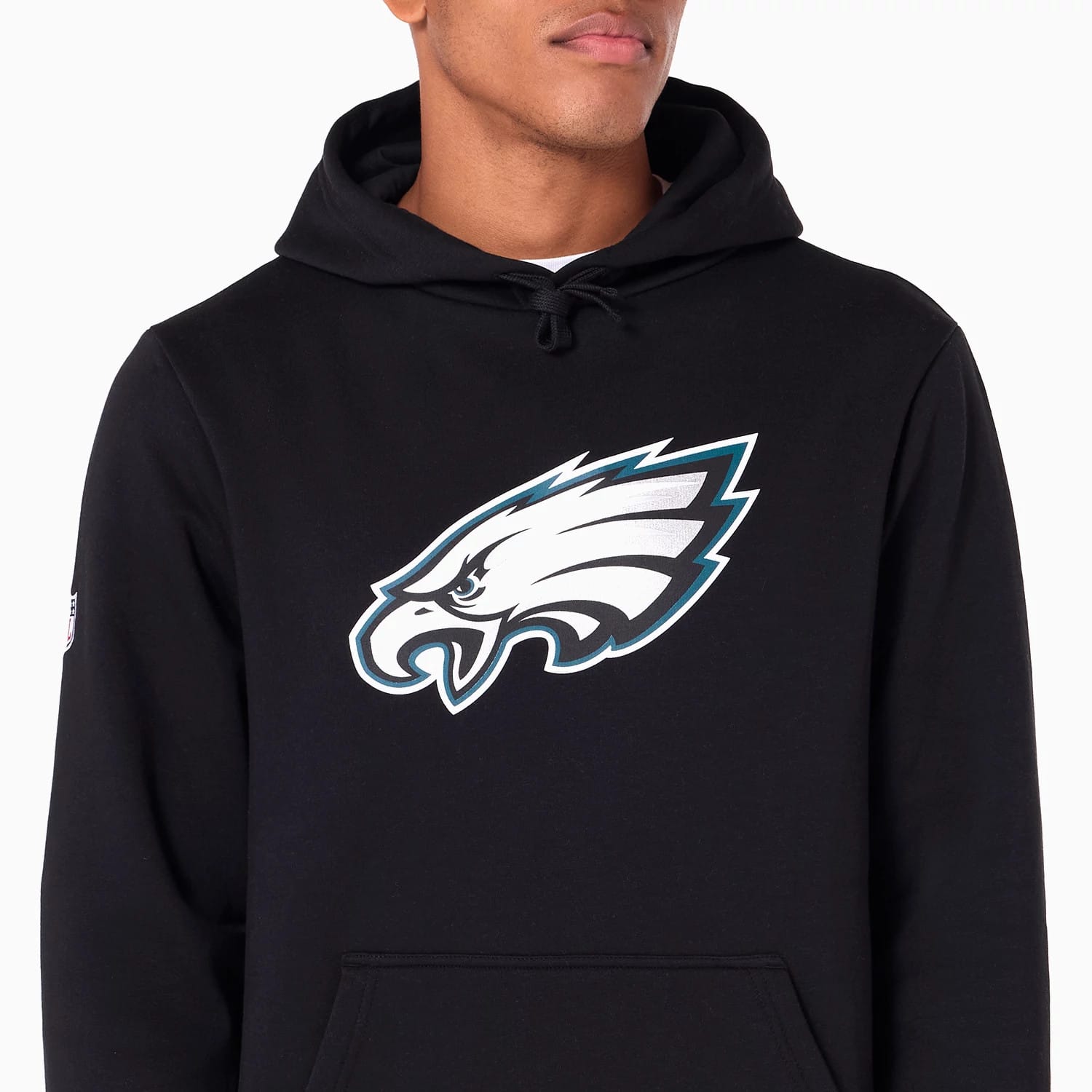 The Male model is wearing Philadelphia Eagles NFL Black Pullover Hoodie 3