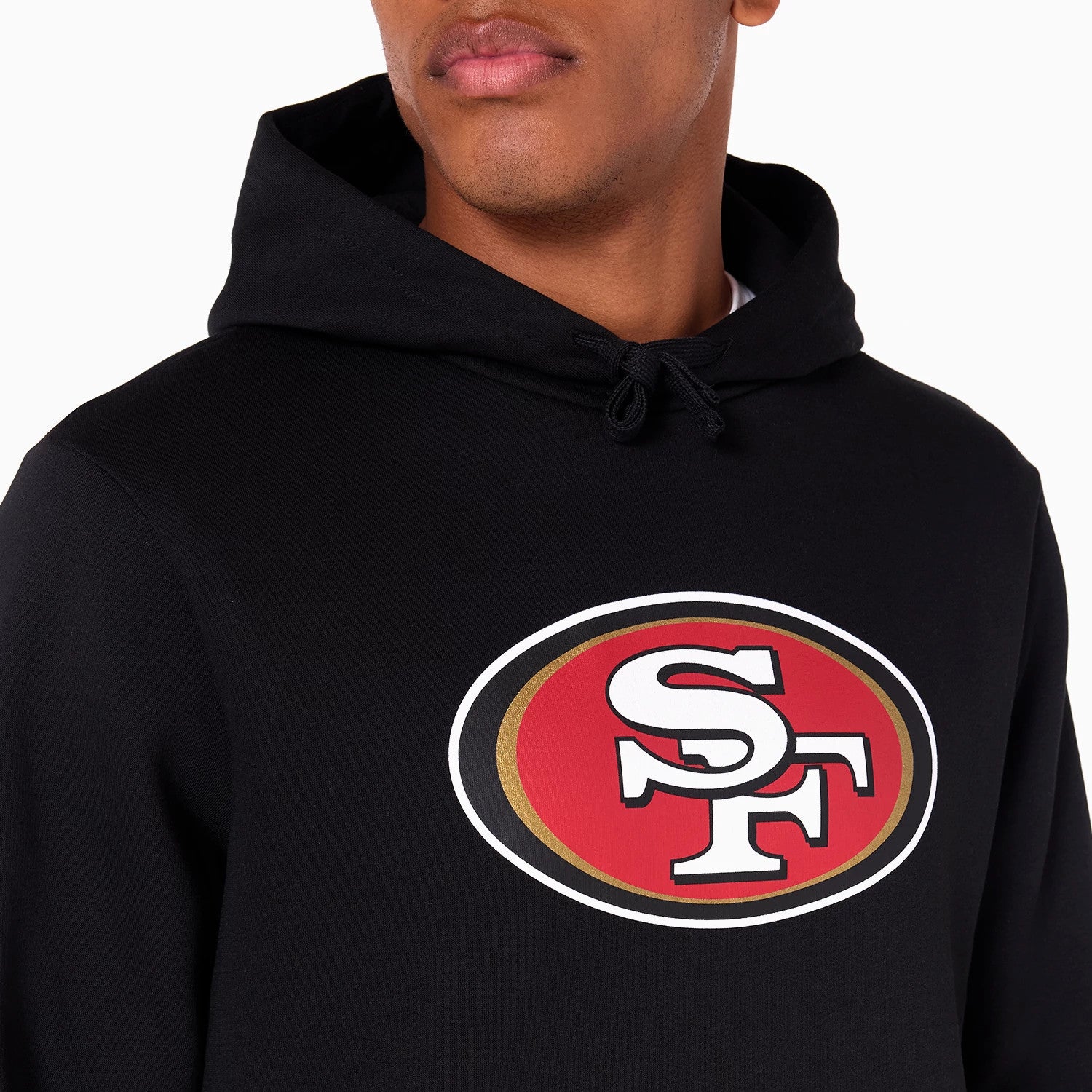 The Male model is wearing San Francisco 49ers NFL Black Pullover Hoodie 3