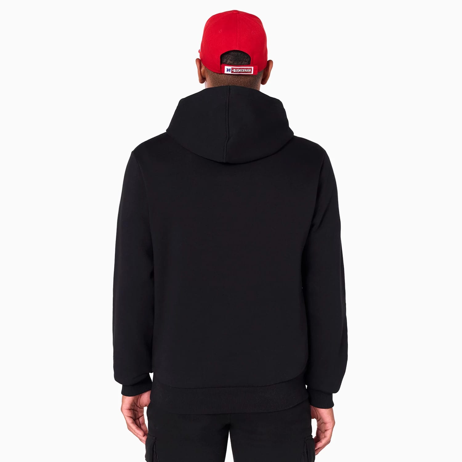 The Male model is wearing San Francisco 49ers NFL Black Pullover Hoodie 2