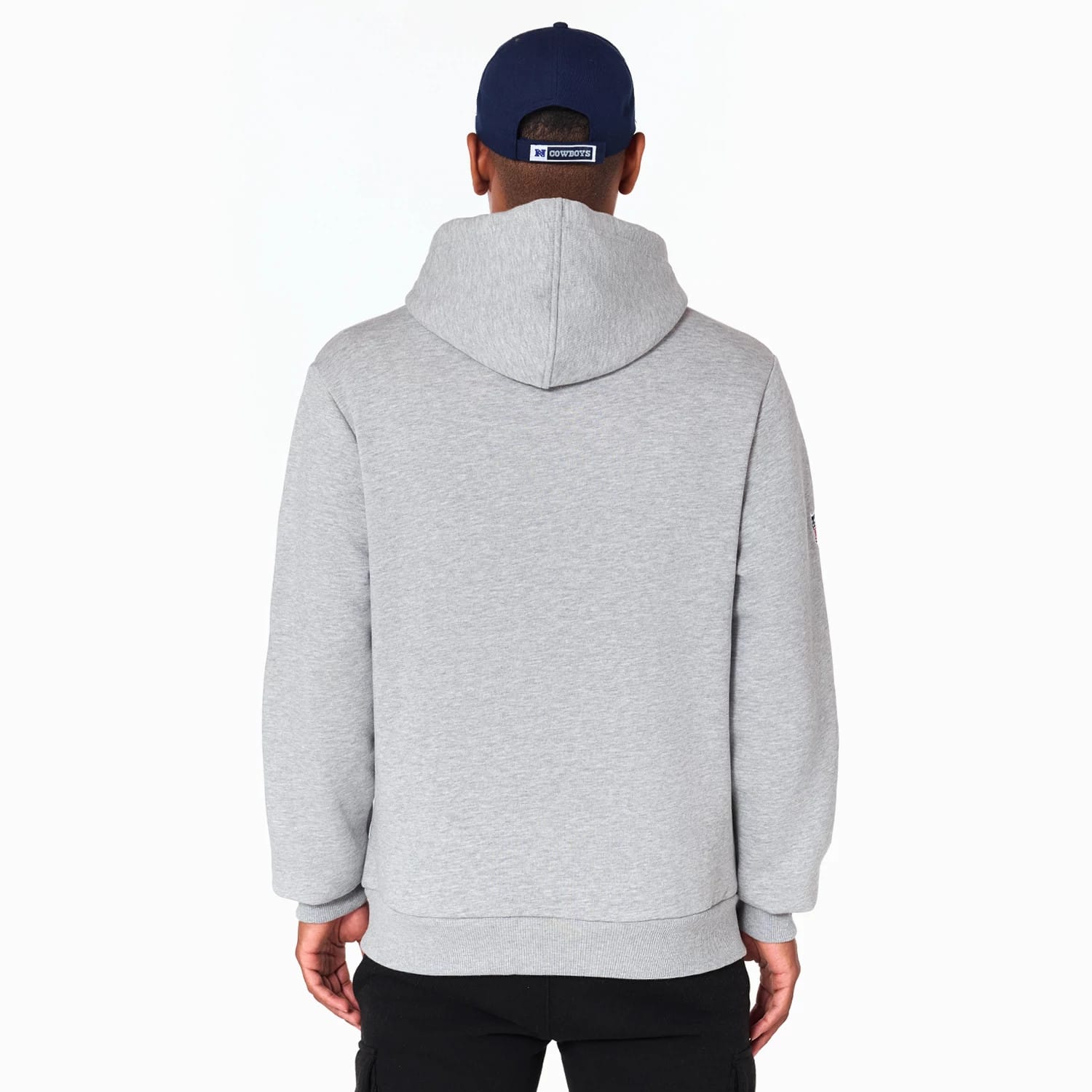The Male model is wearing Dallas Cowboys NFL Grey Pullover Hoodie 2