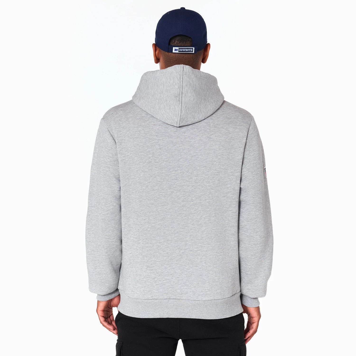 The Male model is wearing Dallas Cowboys NFL Grey Pullover Hoodie 2