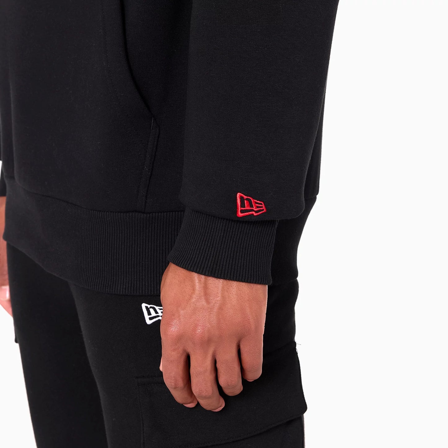 The Male model is wearing Kansas City Chiefs NFL Black Pullover Hoodie 7