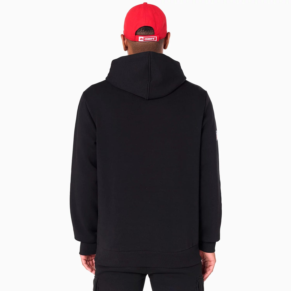 The Male model is wearing Kansas City Chiefs NFL Black Pullover Hoodie 2