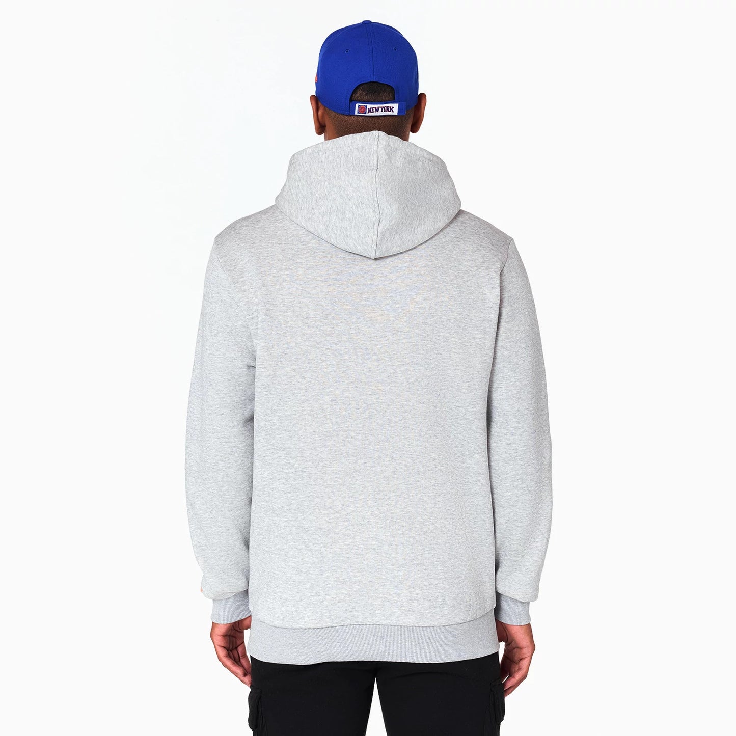 The Male model is wearing New York Knicks NBA Grey Pullover Hoodie 7