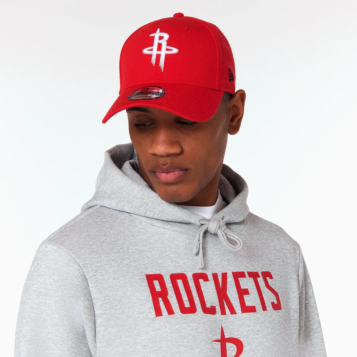 The Male model is wearing Houston Rockets NBA Grey Pullover Hoodie 5