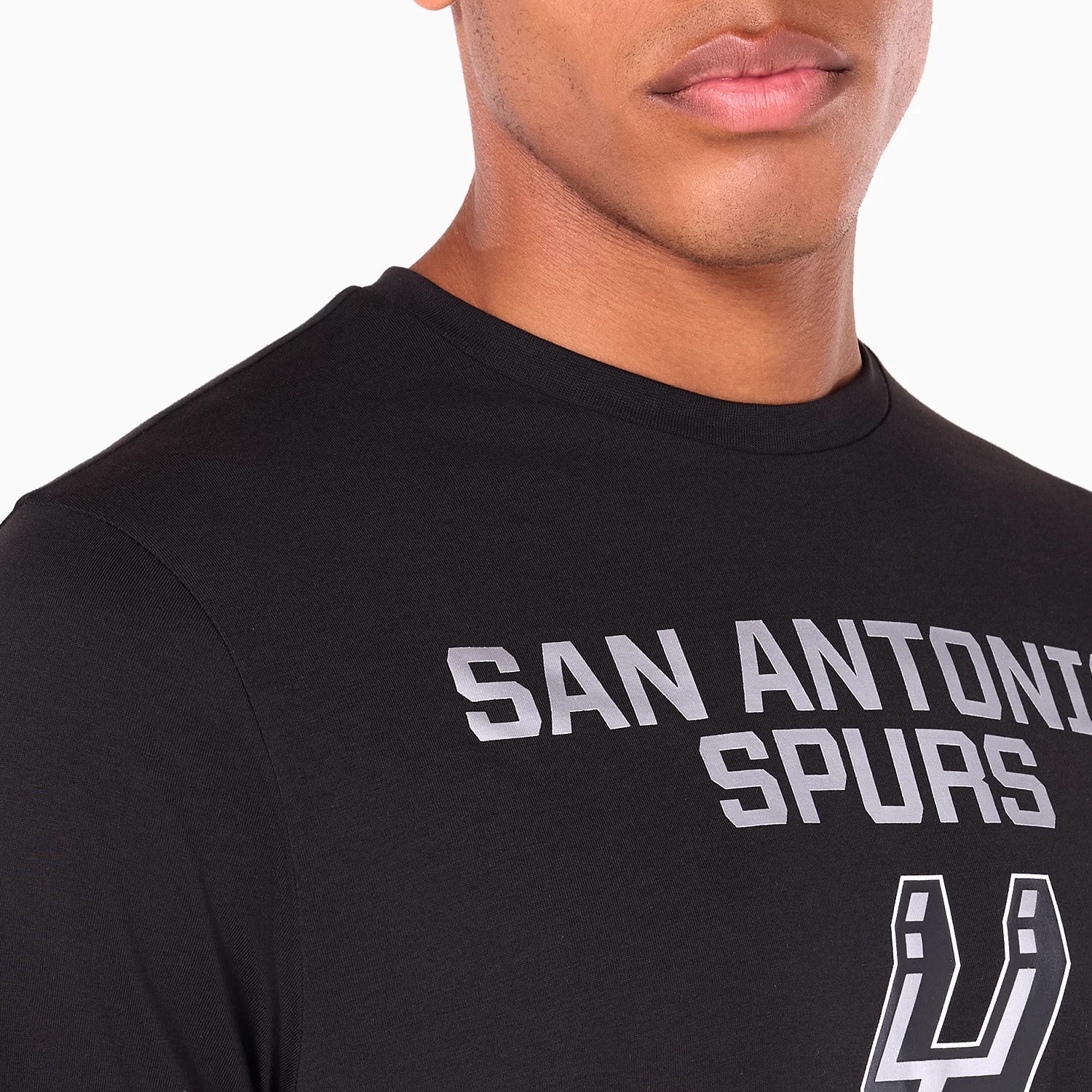 The Male model is wearing San Antonio Spurs NBA Black T-Shirt 3