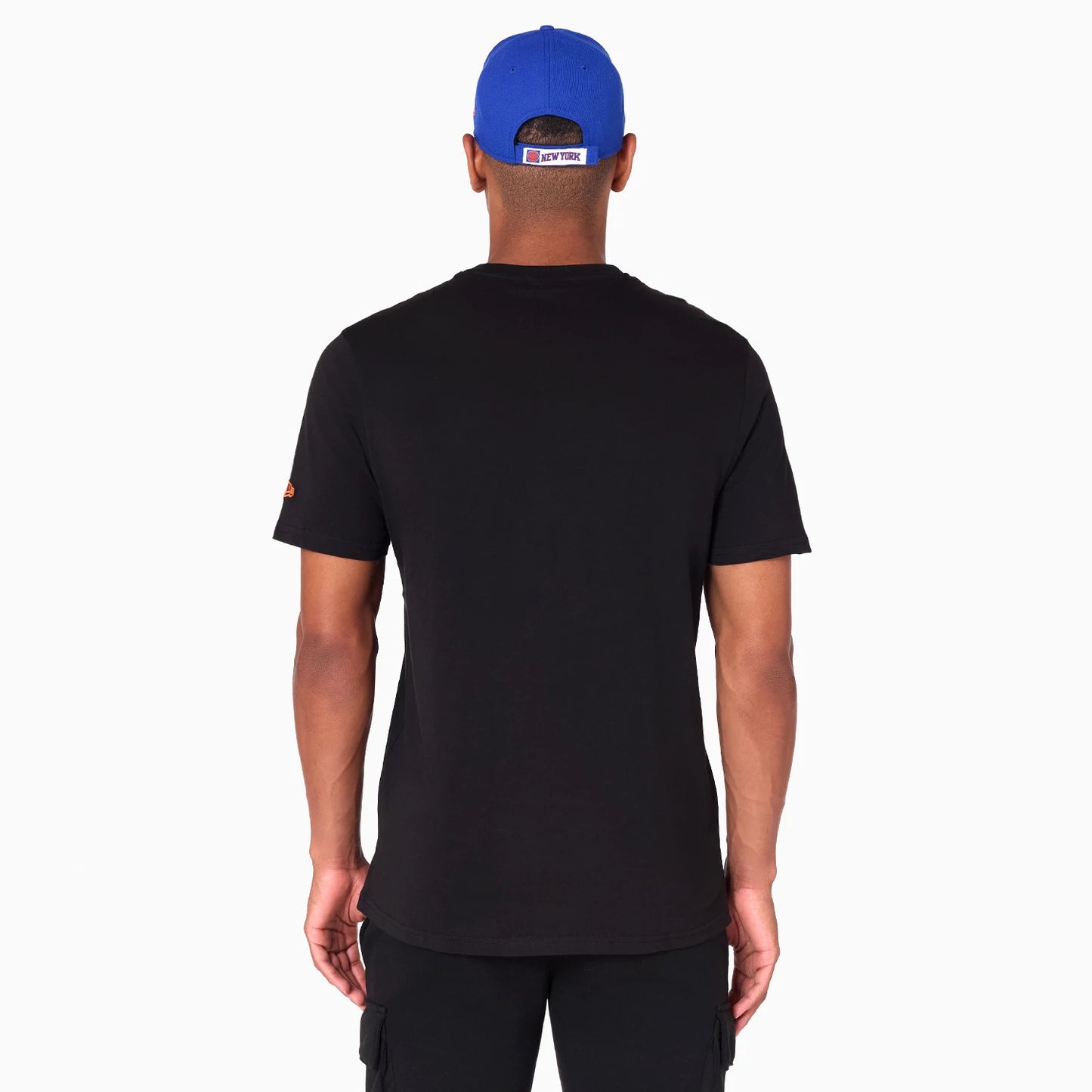 The Male model is wearing New York Knicks NBA Black T-Shirt 7