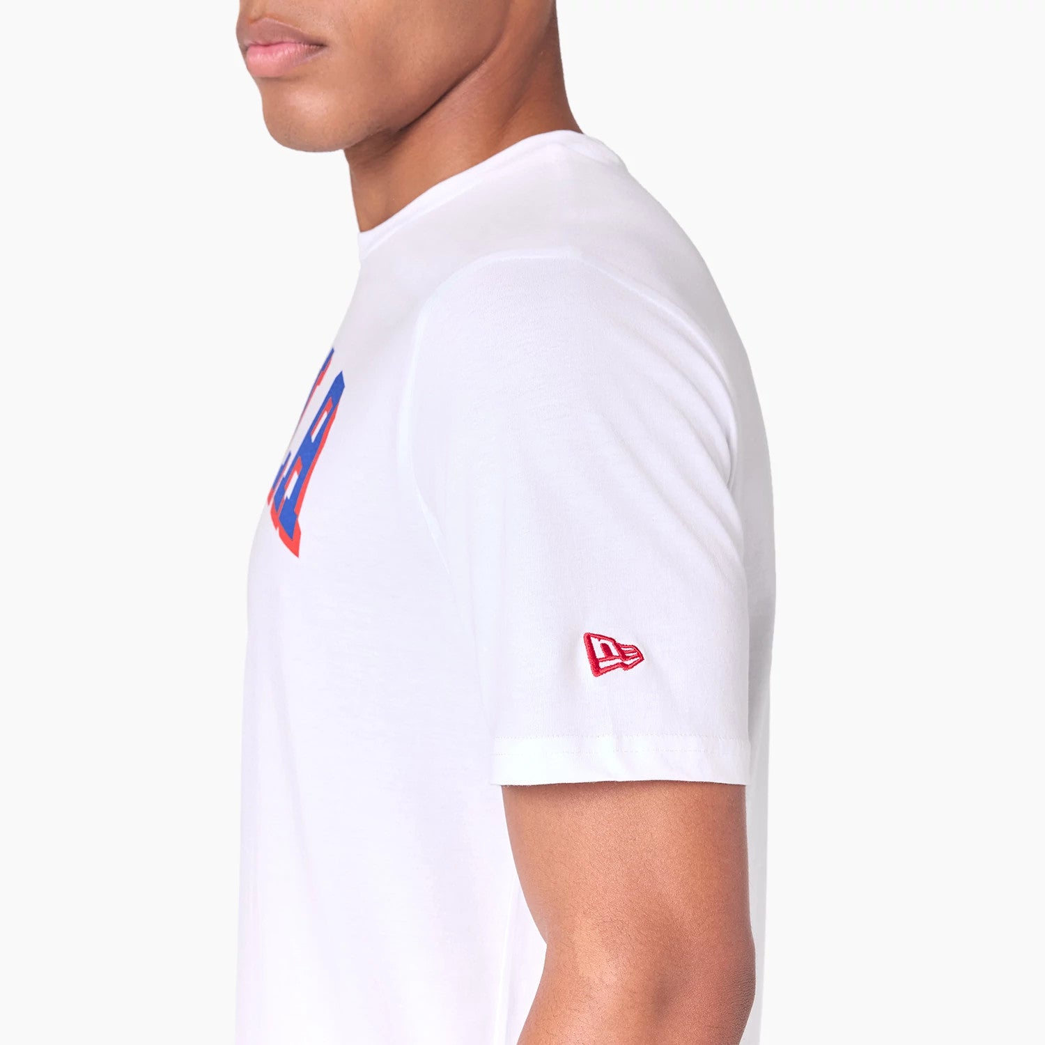 The Male model is wearing Philadelphia 76ers NBA White T-Shirt 4
