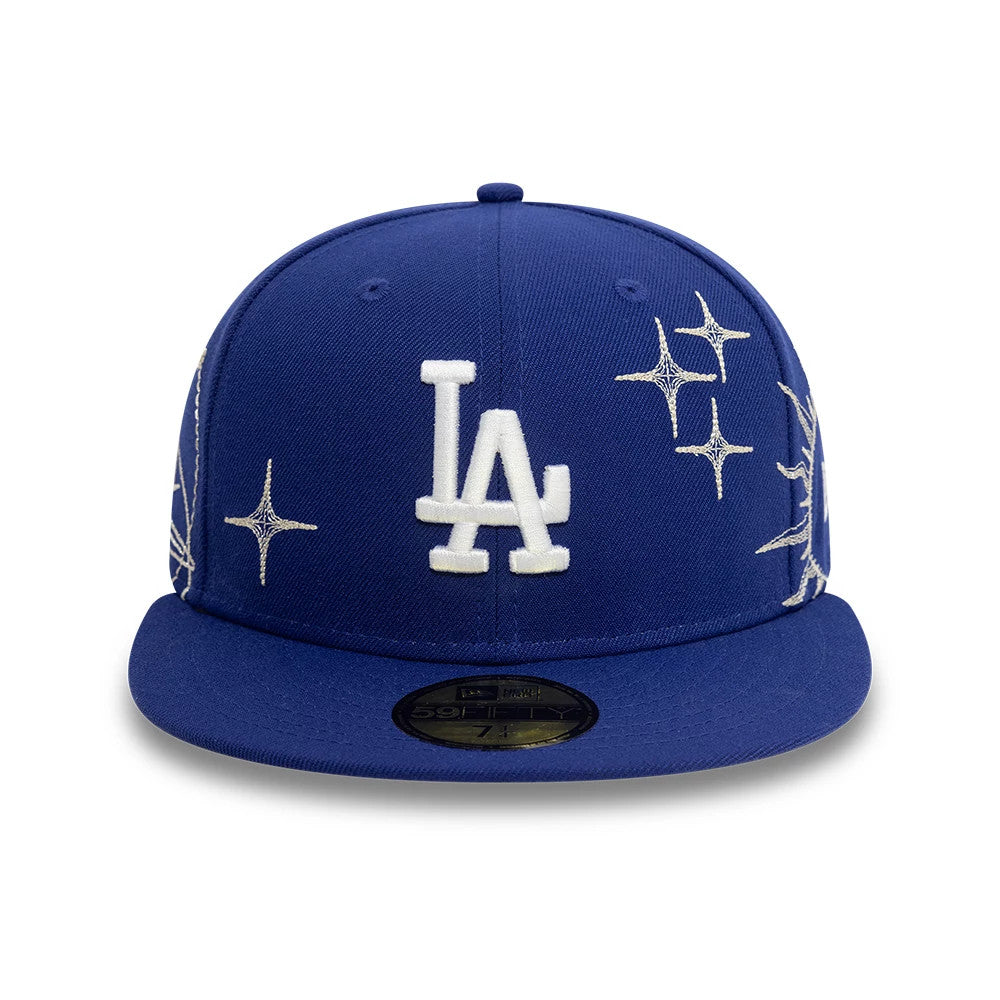 Pictured is this LA Dodgers MLB Zodiac 59FIFTY Fitted Cap in dark blue. 2