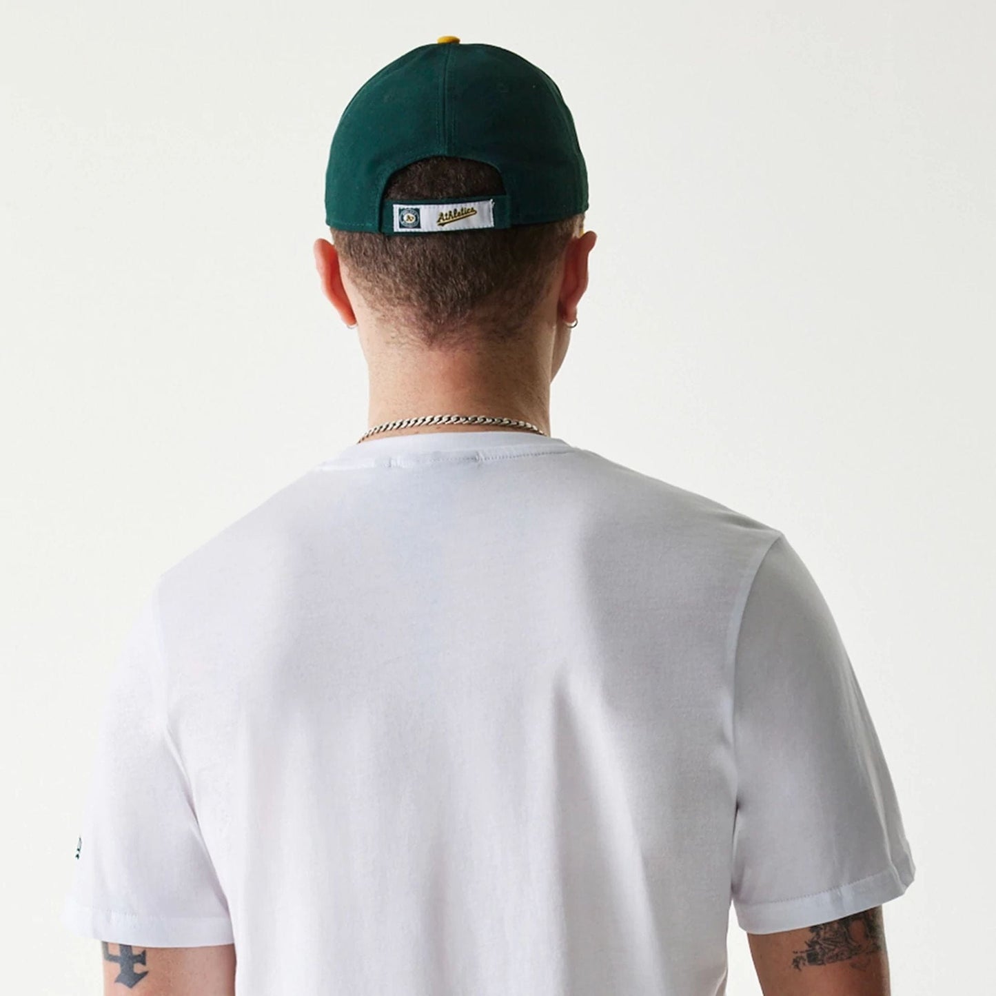 The Male model is wearing Oakland Athletics MLB Regular White T-Shirt 7