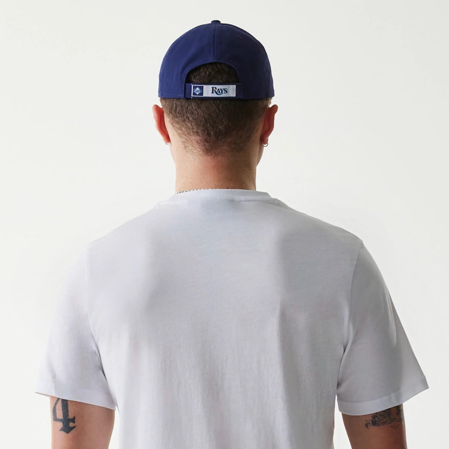 The Male model is wearing Tampa Bay Rays MLB Regular White T-Shirt 7