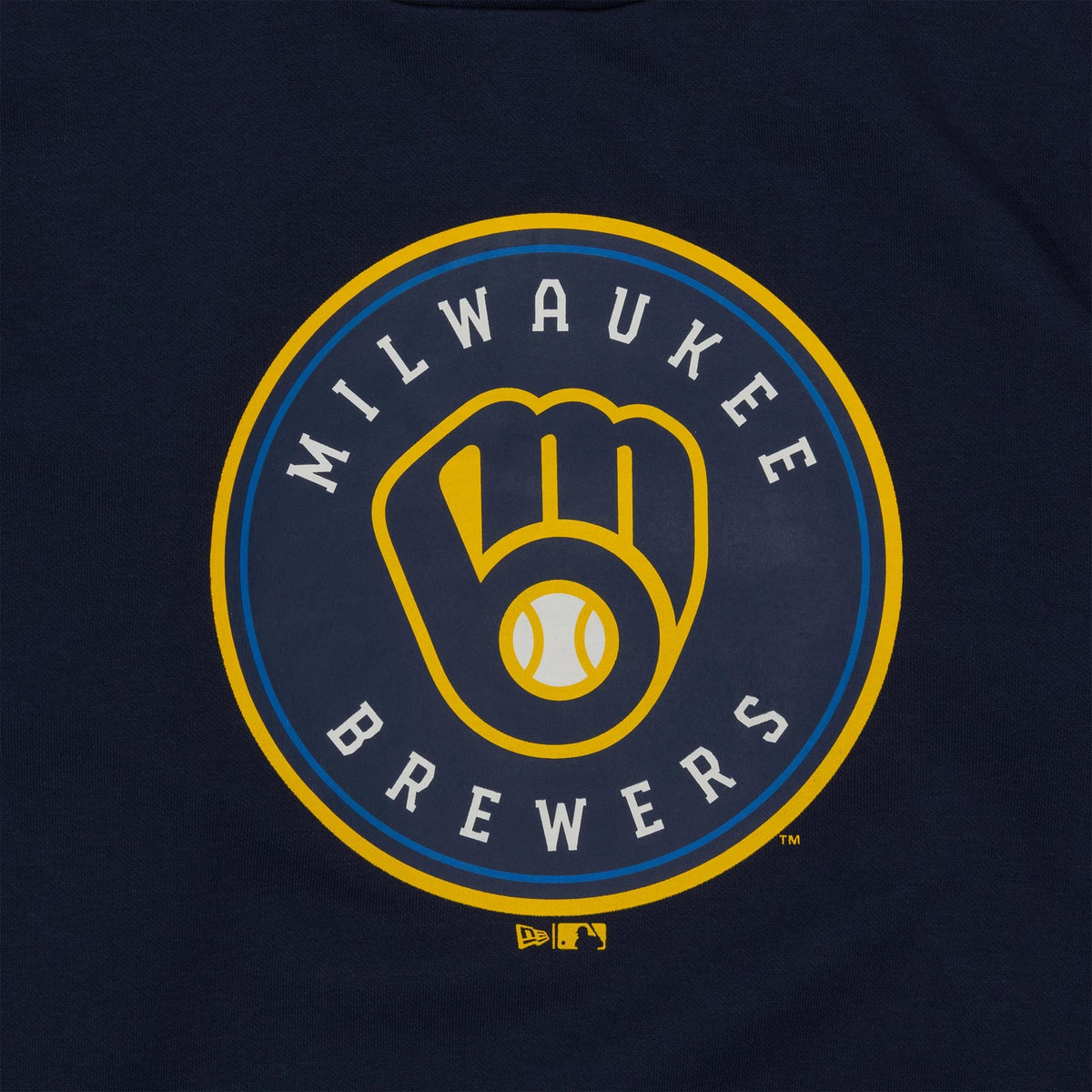 The Male model is wearing Milwaukee Brewers MLB Regular Dark Blue Pullover Hoodie 3