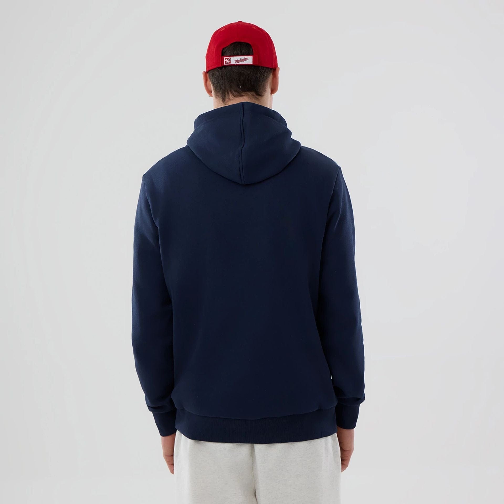 The Male model is wearing Washington Nationals MLB Dark Blue Pullover Hoodie 2