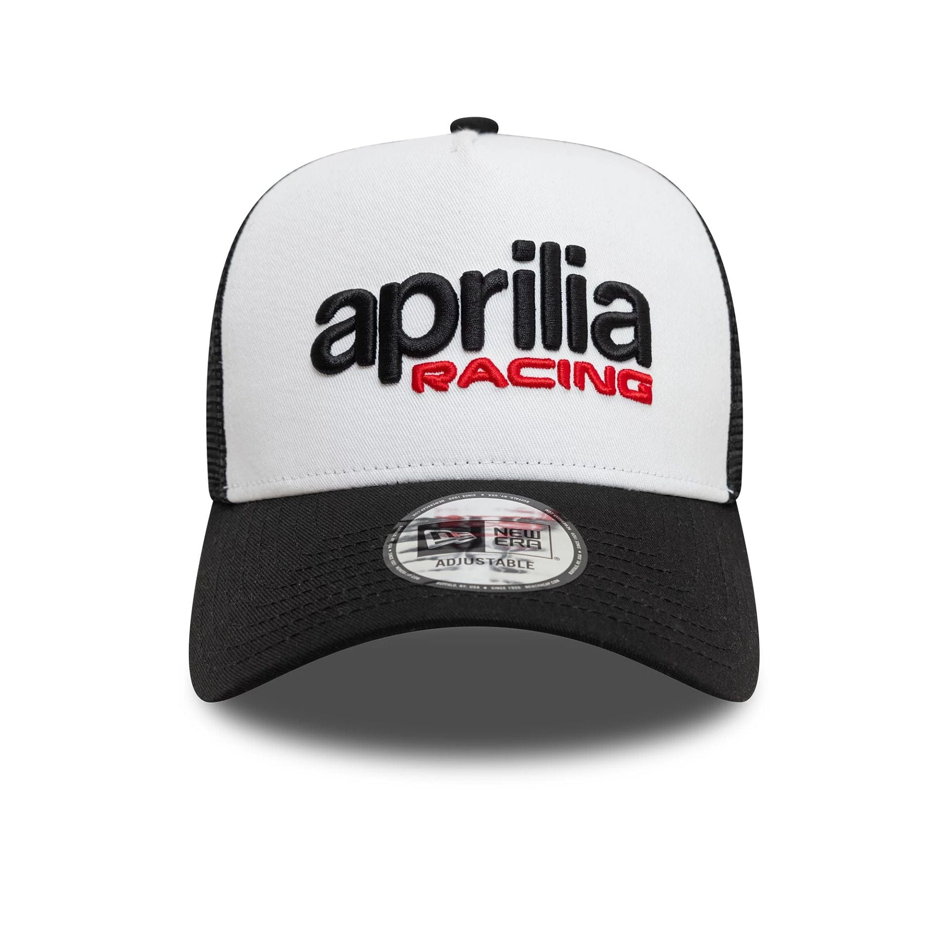 This is a Aprilia Essential White 9FORTY A-Frame Trucker Adjustable Cap 2