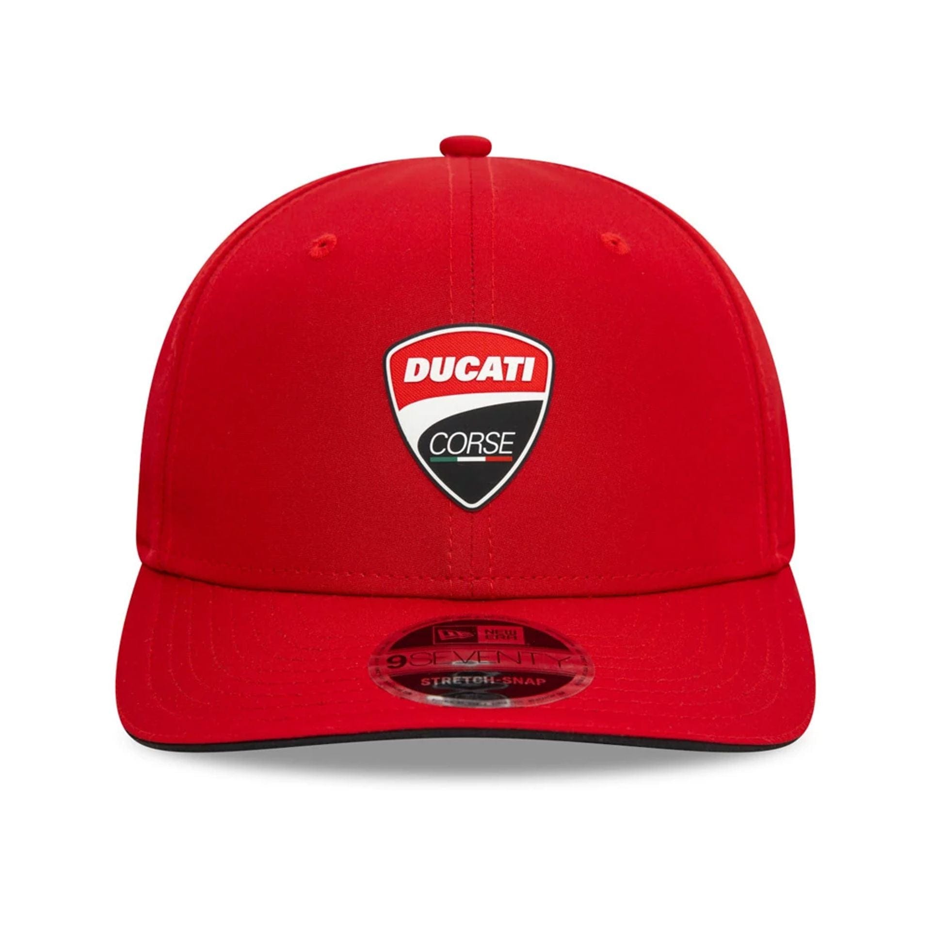 This is a Ducati Motor Logo Core Red 9SEVENTY Stretch Snap Adjustable Cap 2
