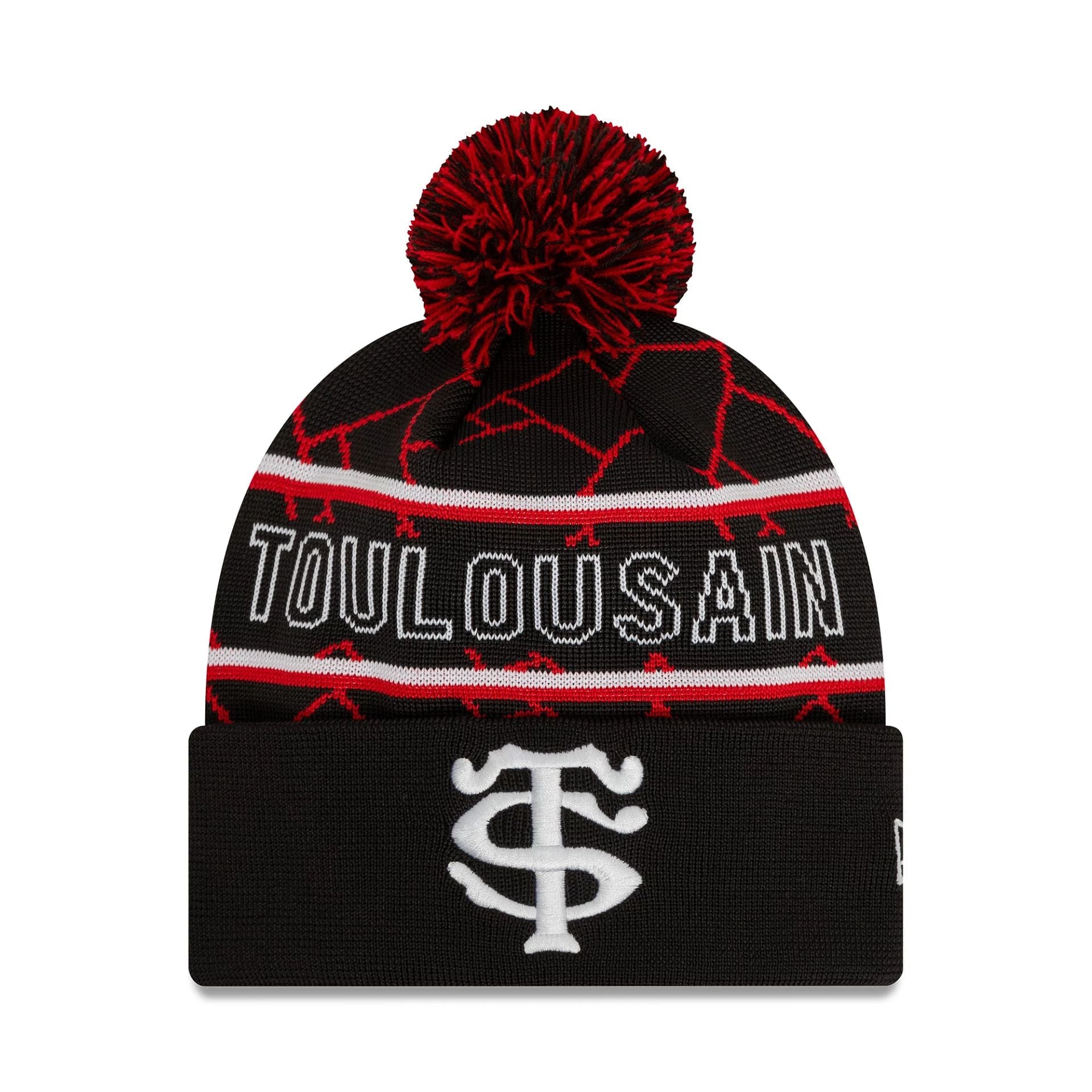 This is a Stade Toulousain Black Sport Knit Beanie Hat 1