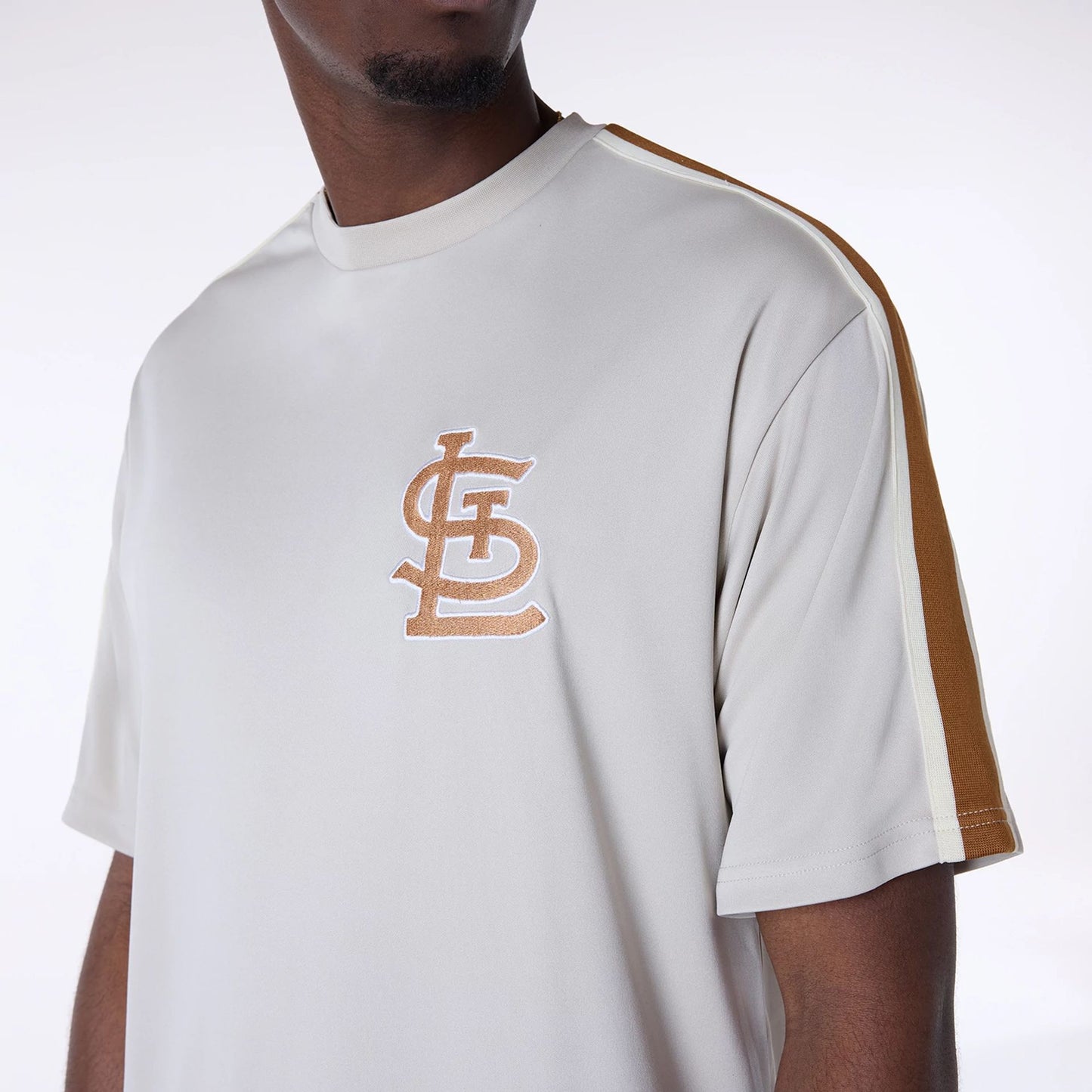 The Male model is wearing St. Louis Cardinals MLB Floral Open White Oversized T-Shirt 8