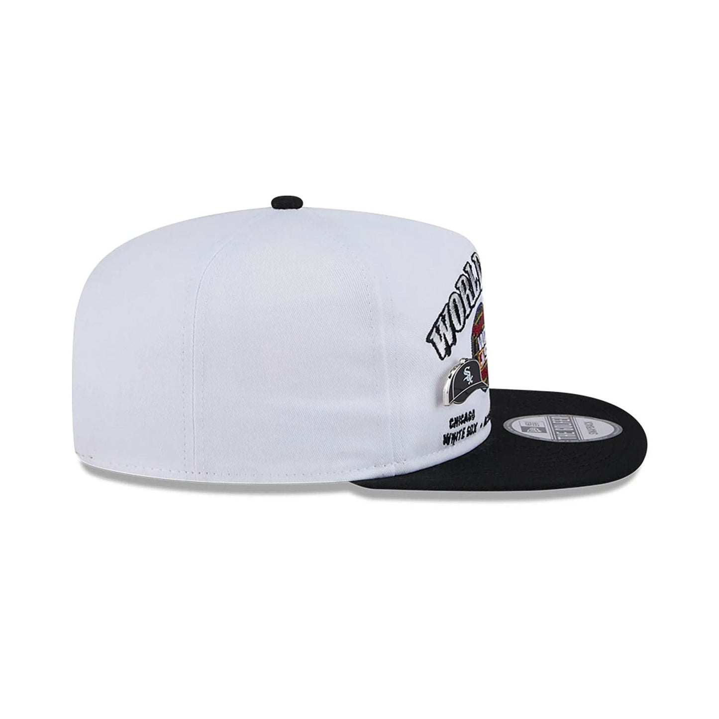 This is a Chicago White Sox VS Houston Astros Championship Pin White Golfer Adjustable Cap 7