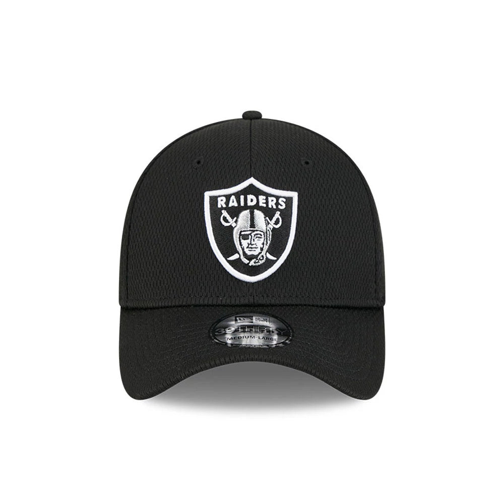 Pictured is this NFL Evergreen Las Vegas Raiders 39THIRTY Stretch Fit cap in black. 2