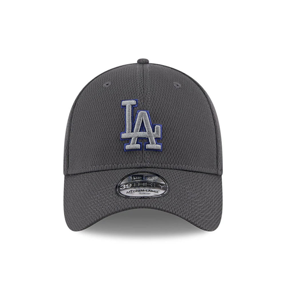 Pictured is this MLB Evergreen LA Dodgers 39THIRTY Stretch Fit cap in dark grey. 2