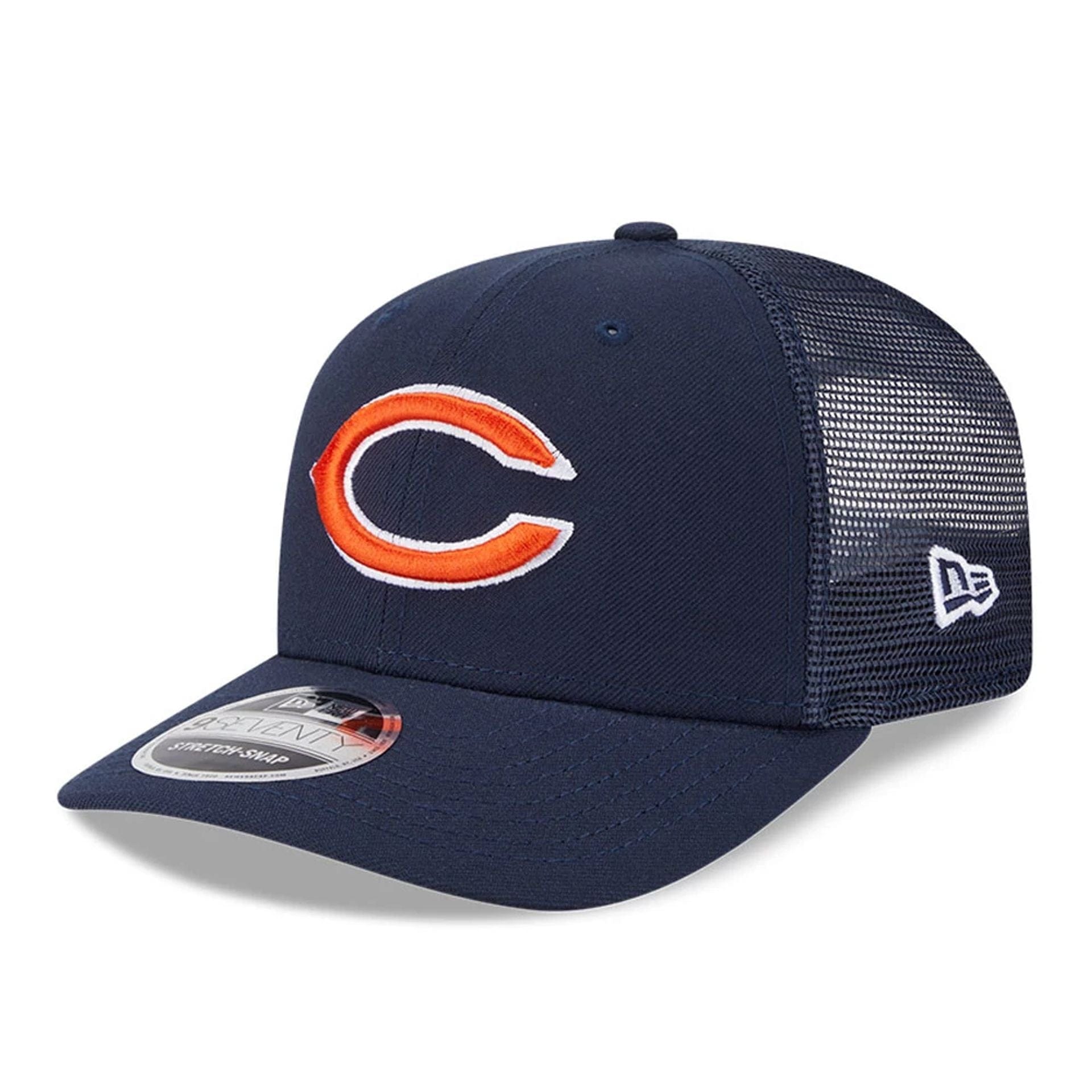Pictured is this NFL Evergreen Chicago Bears 9SEVENTY Stretch Snap cap in navy. 1