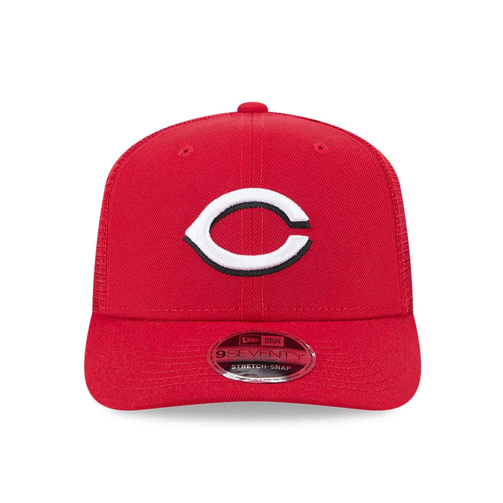 Pictured is this MLB Evergreen Cincinnati Reds 9SEVENTY Stretch Snap cap in red. 3