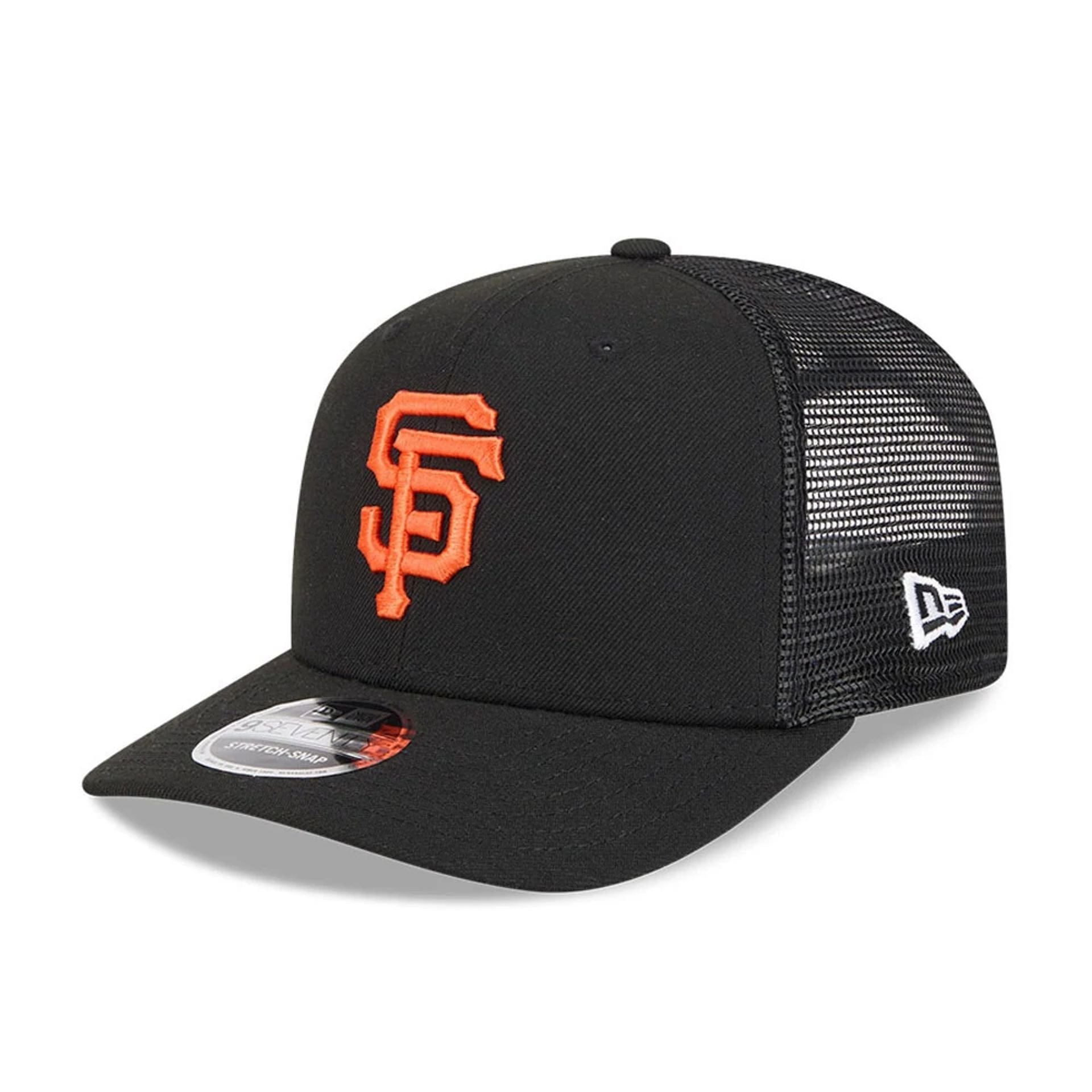 Pictured is this MLB Evergreen San Francisco Giants 9SEVENTY Stretch Snap cap in black. 1