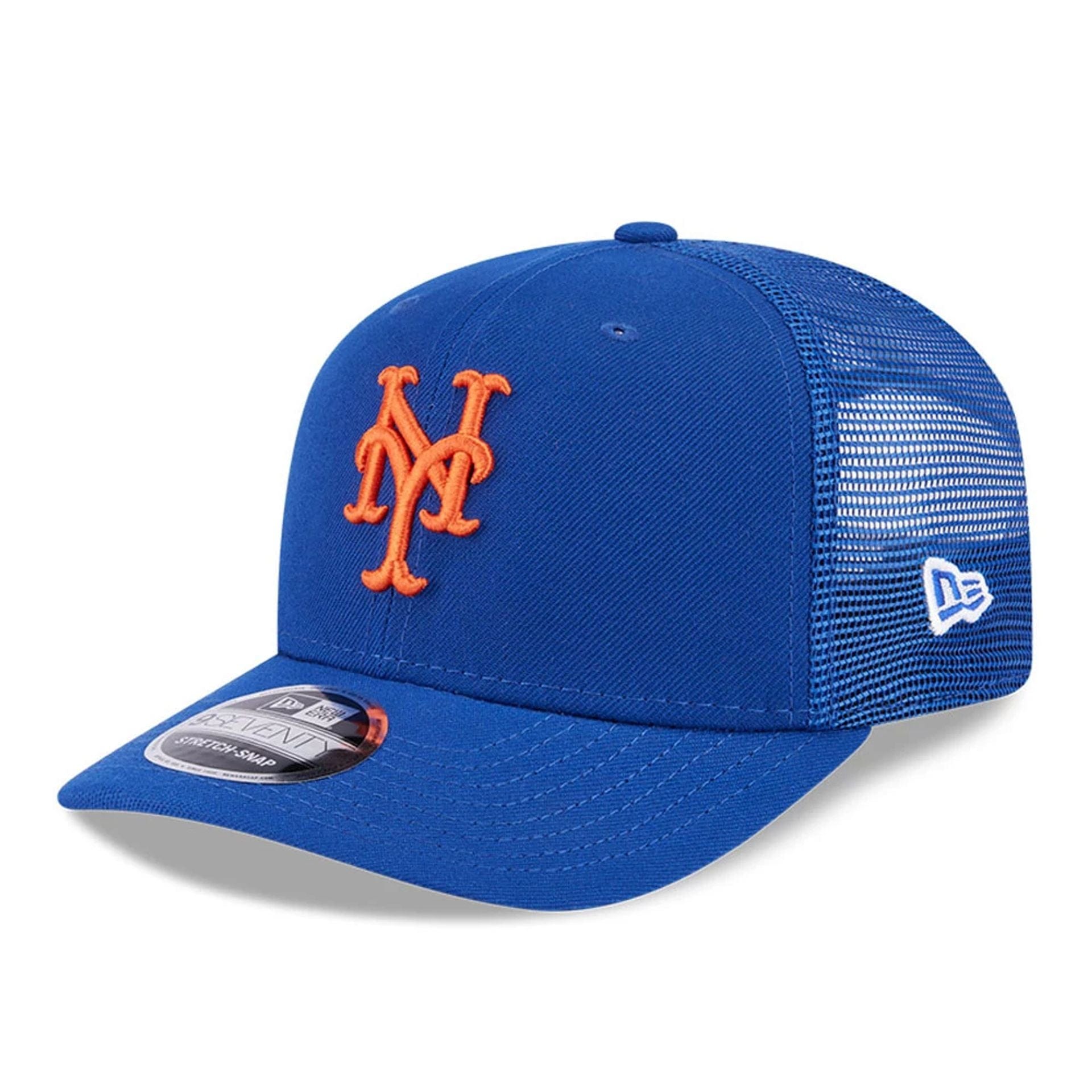 Pictured is this MLB Evergreen New York Mets 9SEVENTY Stretch Snap cap in blue. 1