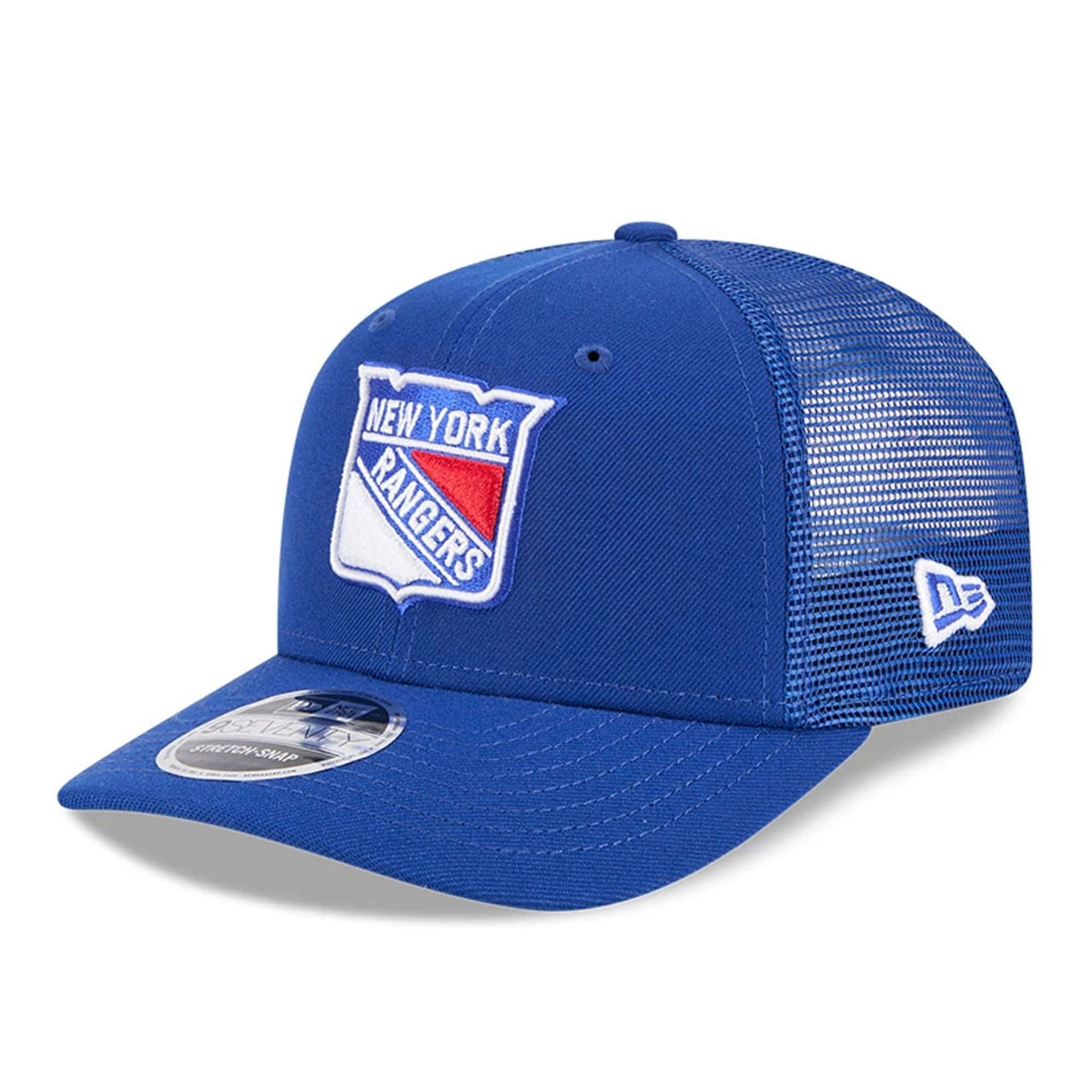 Pictured is this NHL Evergreen New York Rangers 9SEVENTY Stretch Snap cap in blue. 1