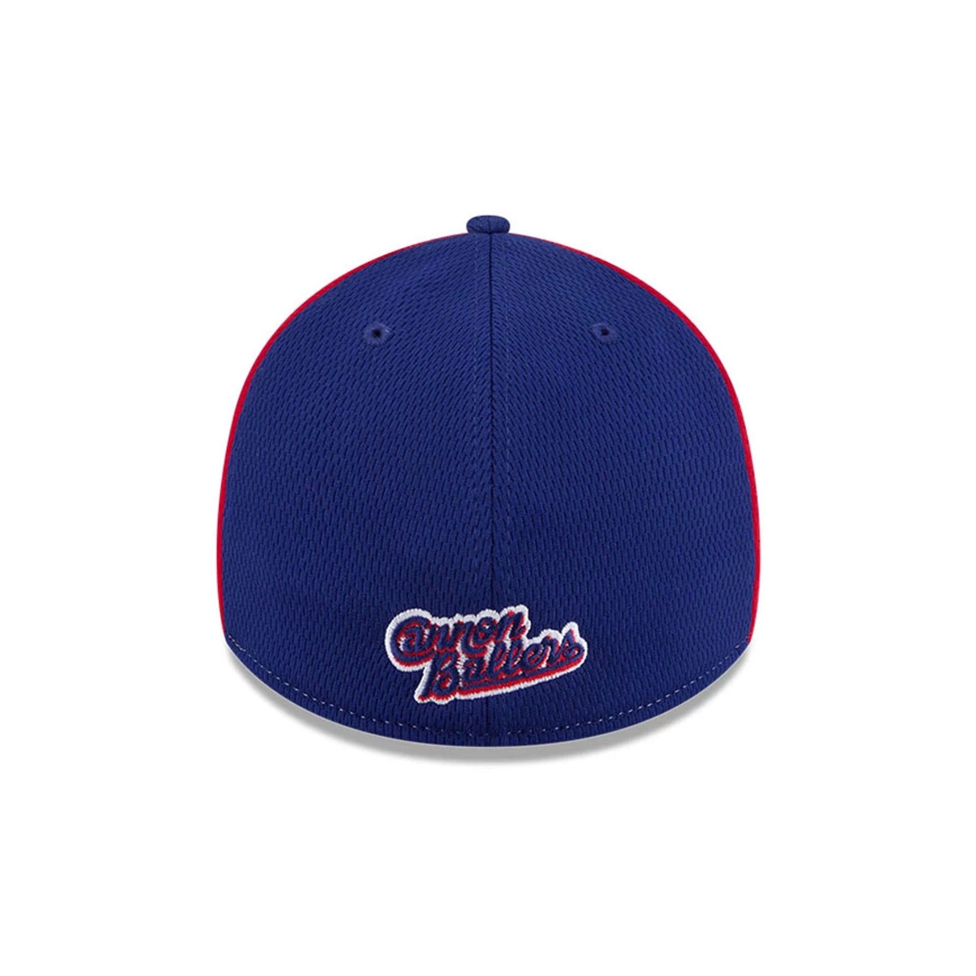 Pictured is this MiLB Batting Practice Kannapolis Cannon Ballers 39THIRTY Stretch Fit cap in red. 2