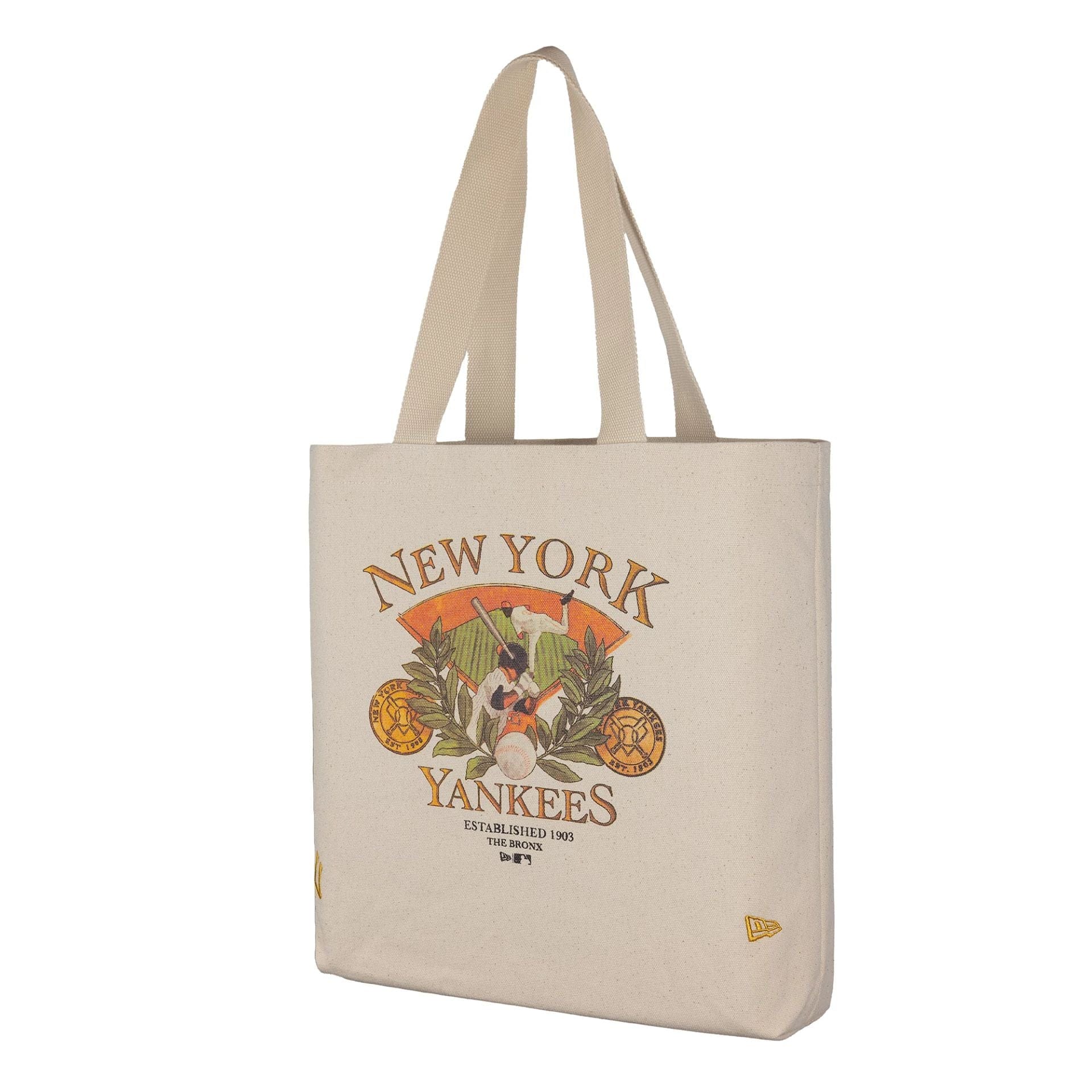 This is a New York Yankees MLB Graphic Cream Tote Bag 1