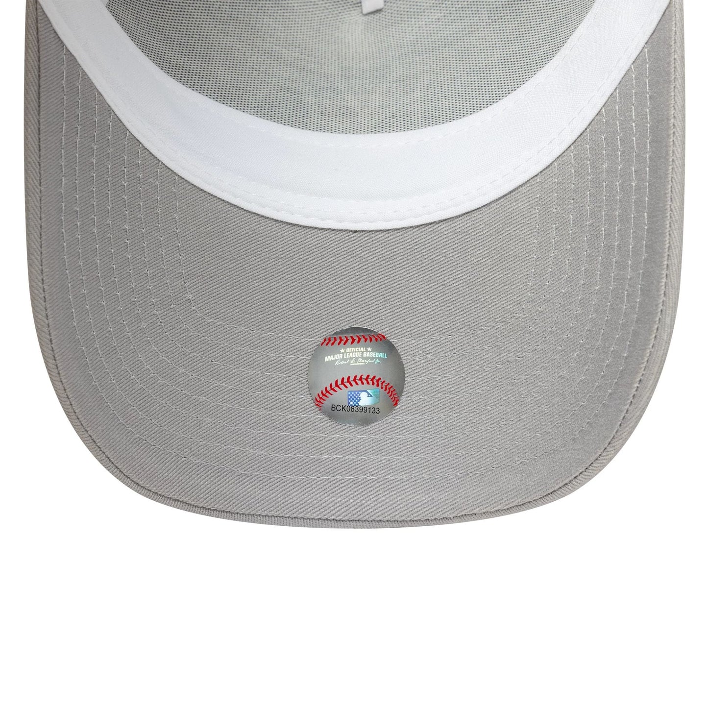 This is a New York Yankees MLB Side Patch Grey 9FORTY A-Frame Trucker Adjustable Cap 6
