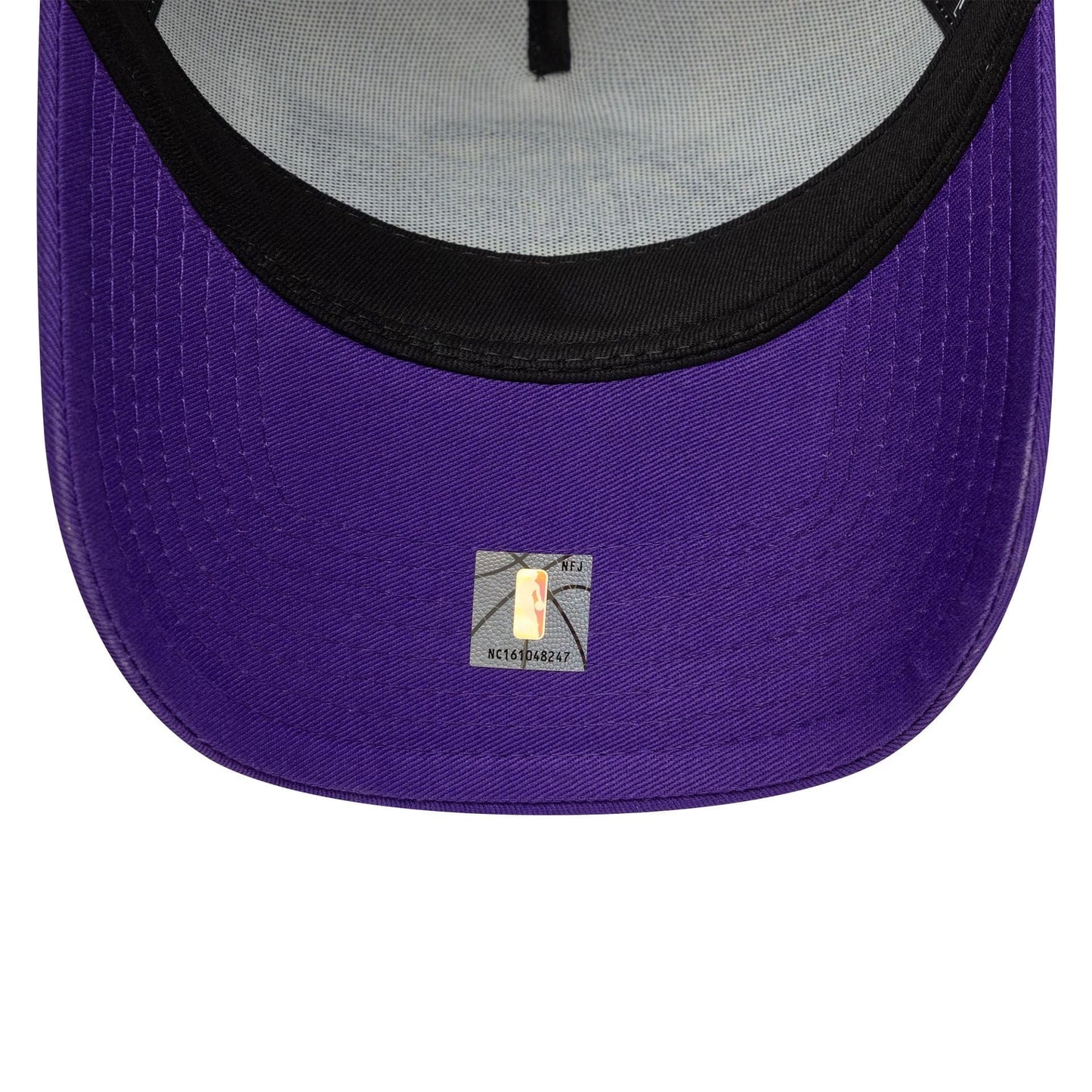 This is a LA Lakers NBA Side Patch Purple 9FORTY A-Frame Trucker Adjustable Cap 6