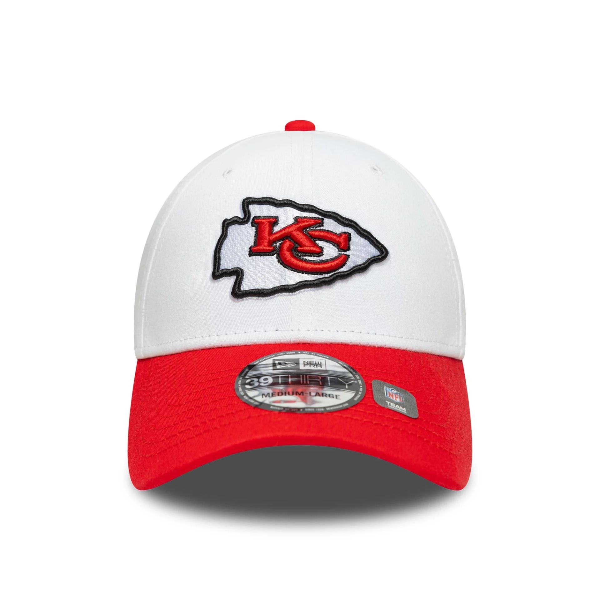 This is a Kansas City Chiefs NFL Team Logo White 39THIRTY Stretch Fit Adjustable Cap 2