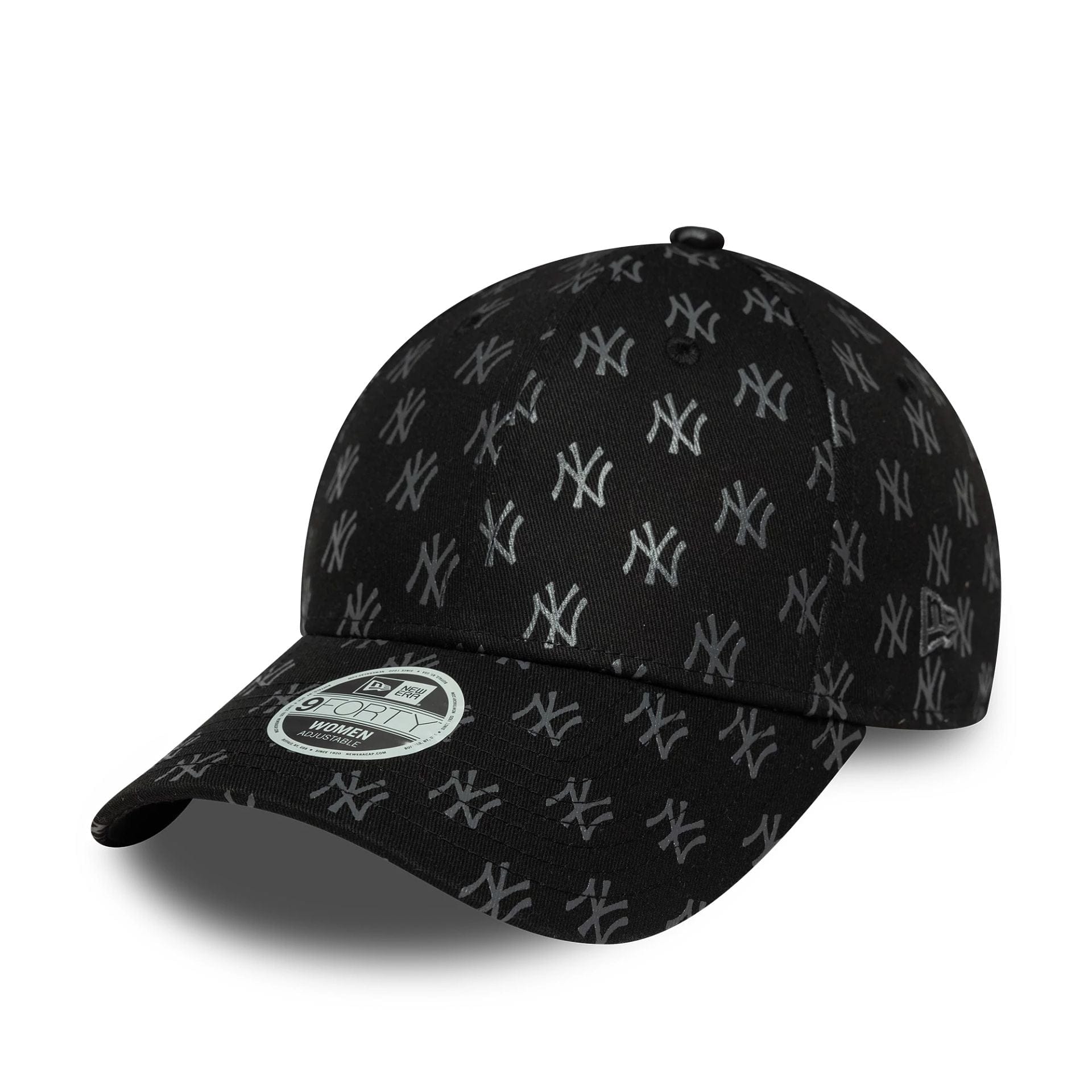 This is a New York Yankees Womens MLB Monogram Black 9FORTY Adjustable Cap 1