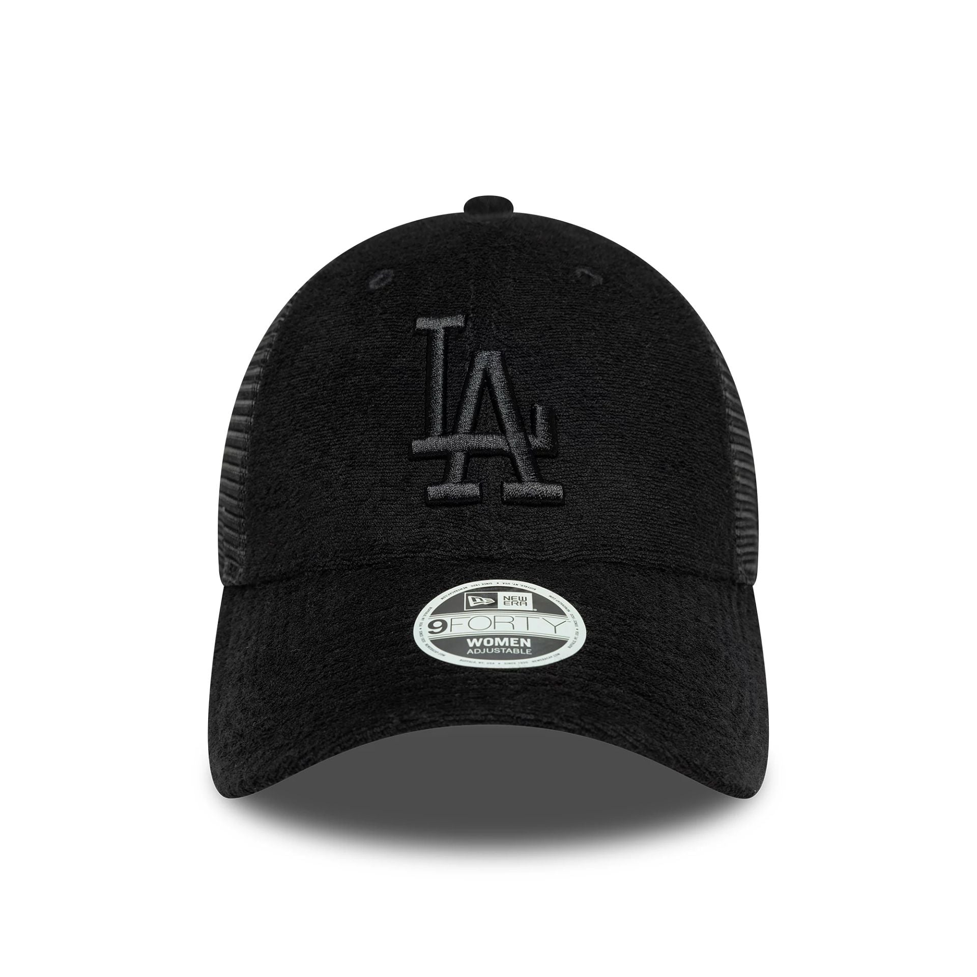 This is a LA Dodgers Womens Fabric Black 9FORTY Trucker Adjustable Cap 2