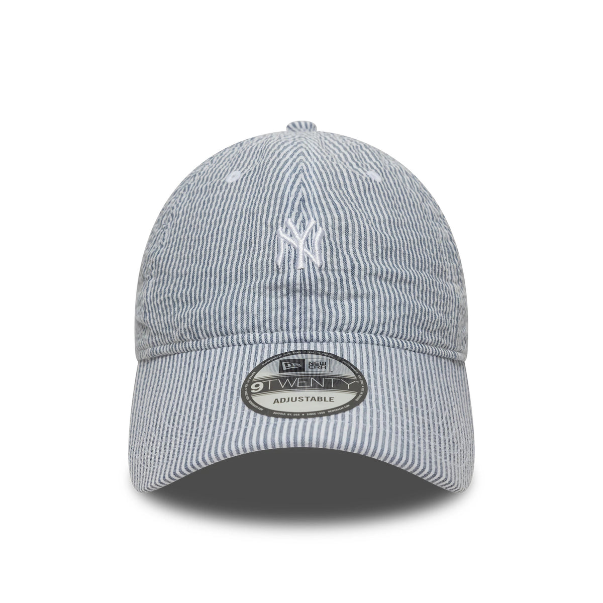 Pictured is this MLB Seersucker New York Yankees 9TWENTY cap in navy. 2