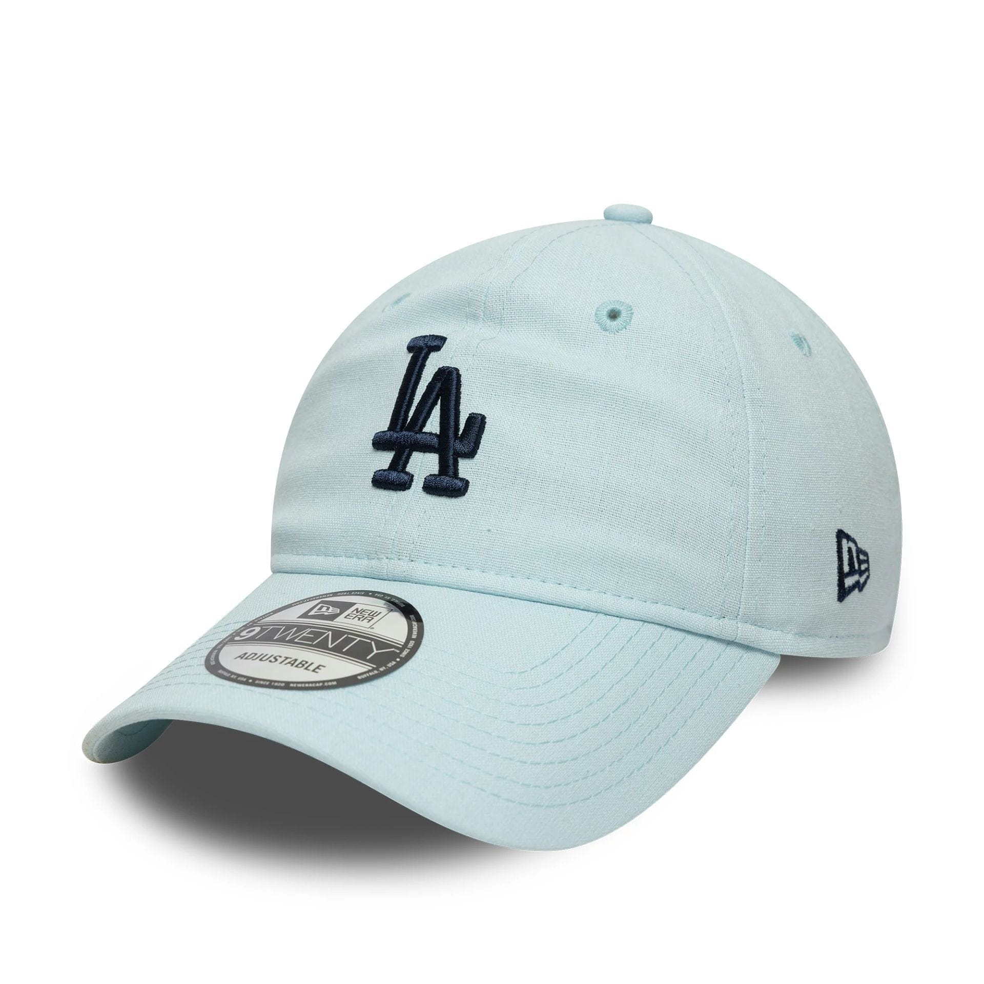 This is a LA Dodgers MLB Linen Pastel Blue 9TWENTY Adjustable Cap 1