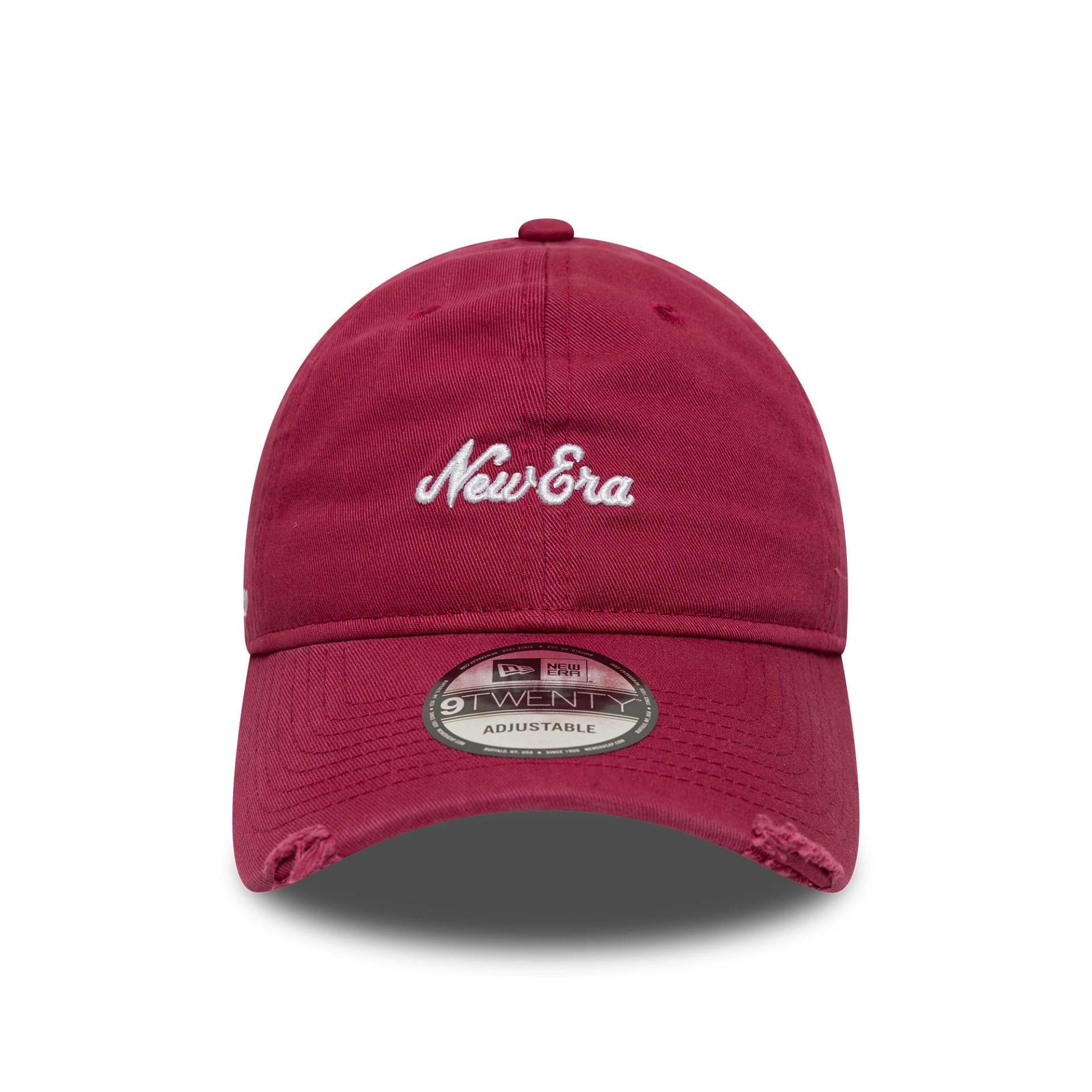 This is a New Era Distressed Dark Red 9TWENTY Adjustable Cap 2