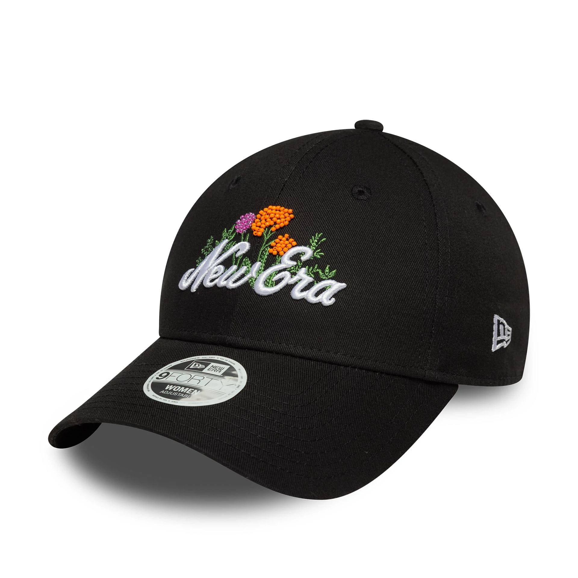 This is a Womens New Era Beaded Black 9FORTY Adjustable Cap 1