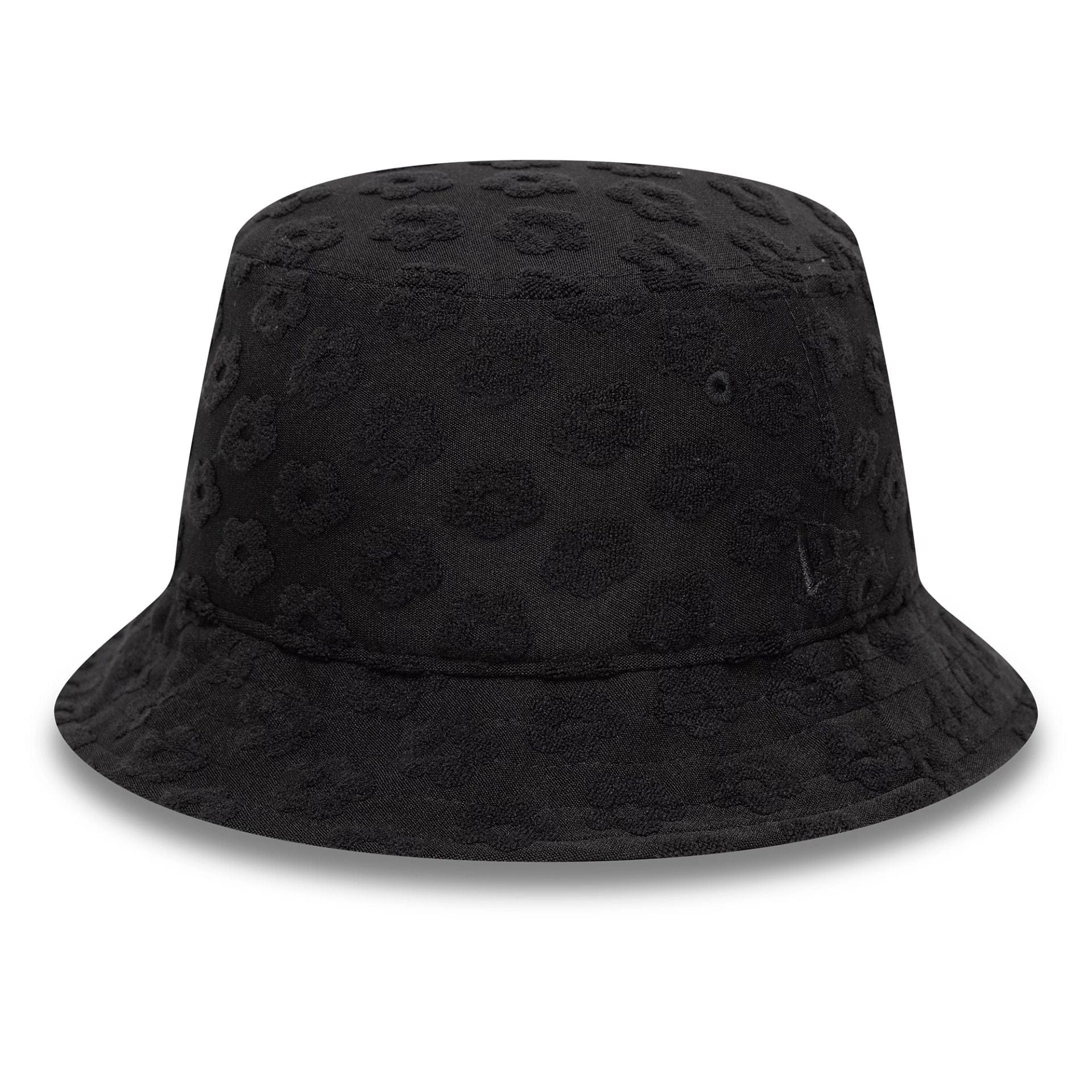 This is a Womens New Era Towelling Black Adventure Bucket Hat 1