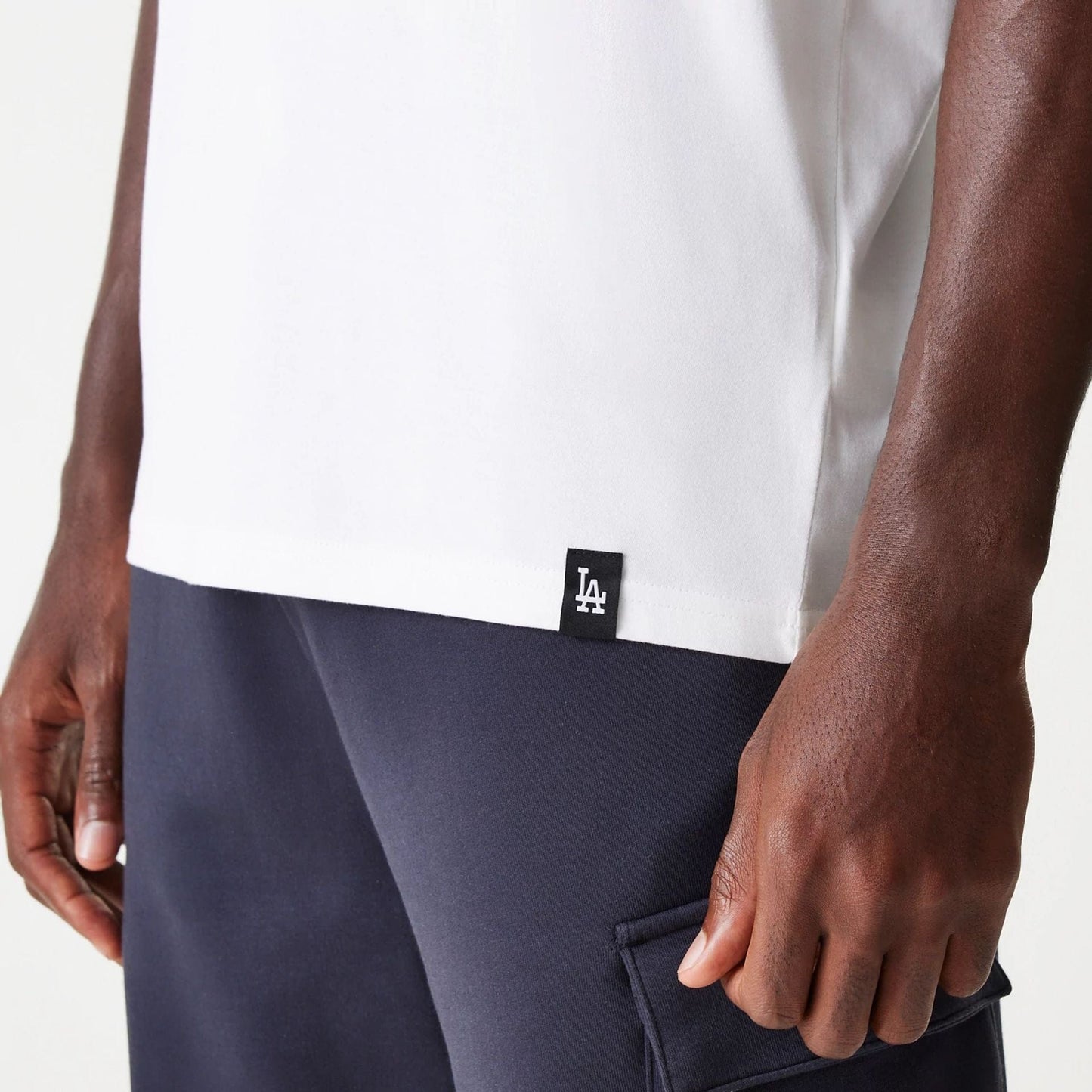 The Male model is wearing LA Dodgers MLB Floral Graphic White Oversized T-Shirt 7