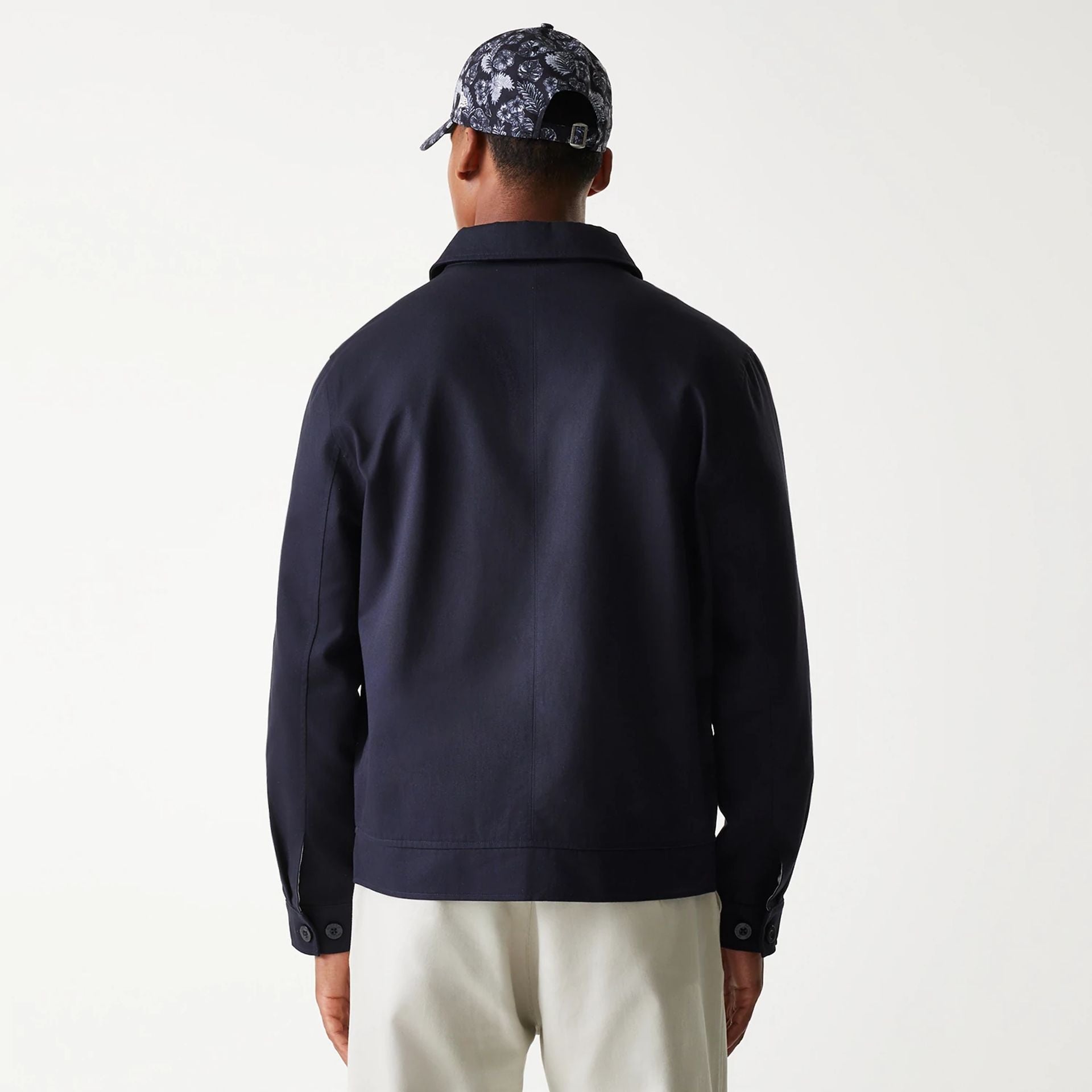 The Male model is wearing New York Yankees MLB Navy Collared Jacket 2