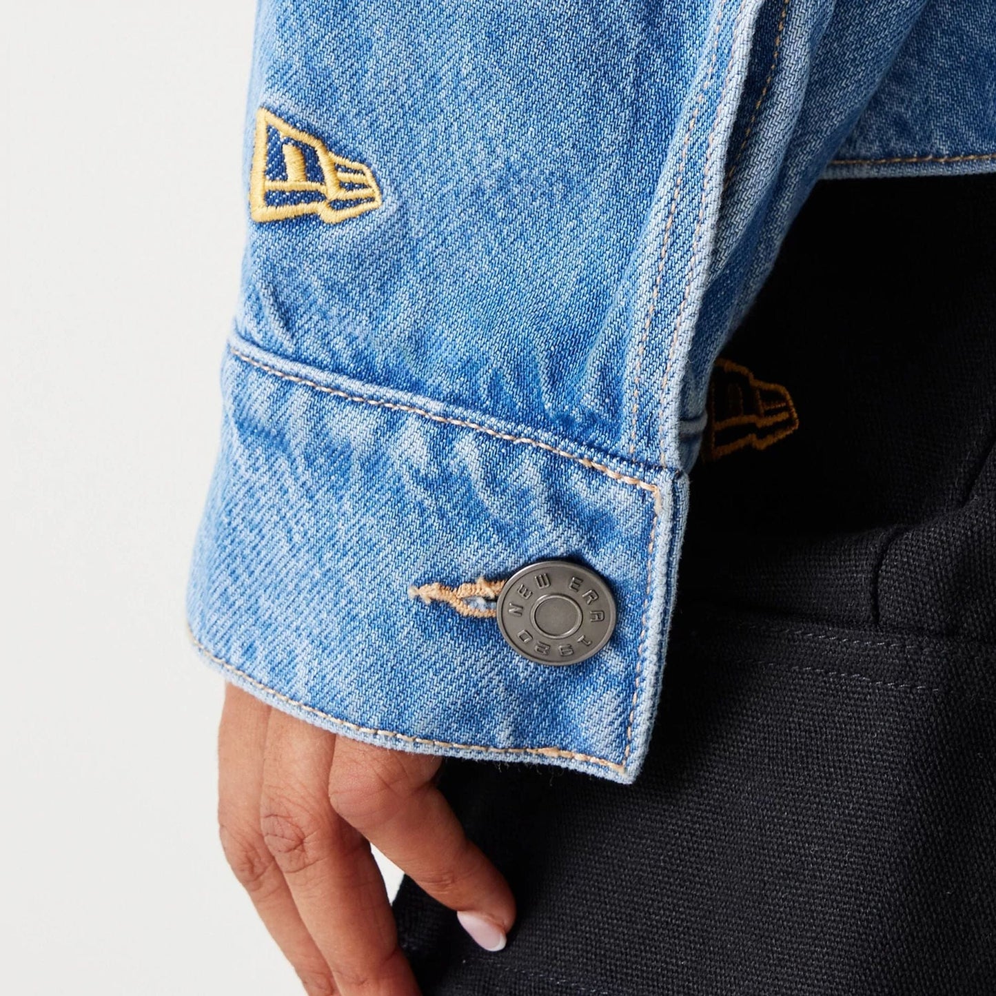 The Male model is wearing Kansas City Chiefs NFL Dark Blue Denim Jacket 8