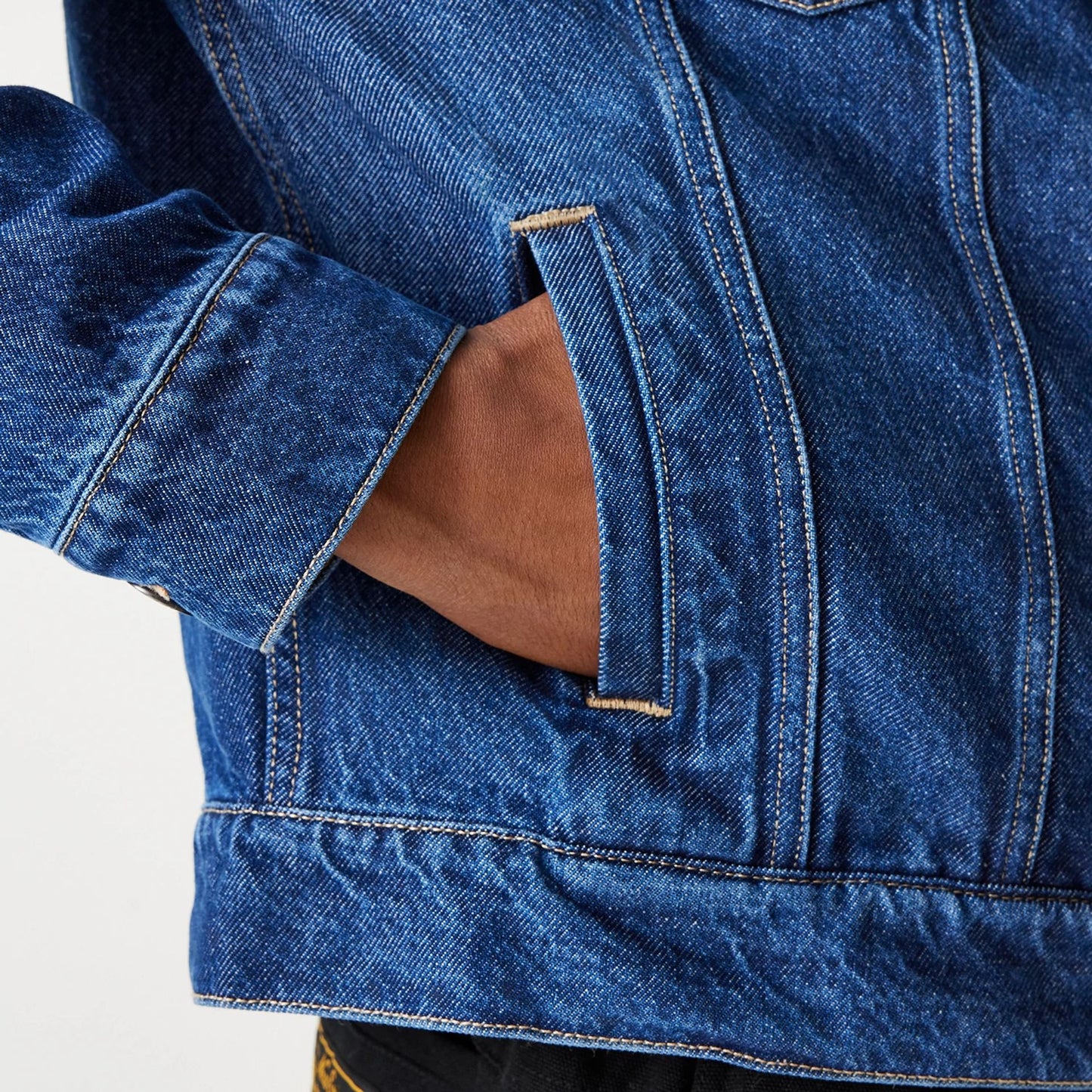 The Male model is wearing Las Vegas Raiders NFL Dark Blue Denim Jacket 8