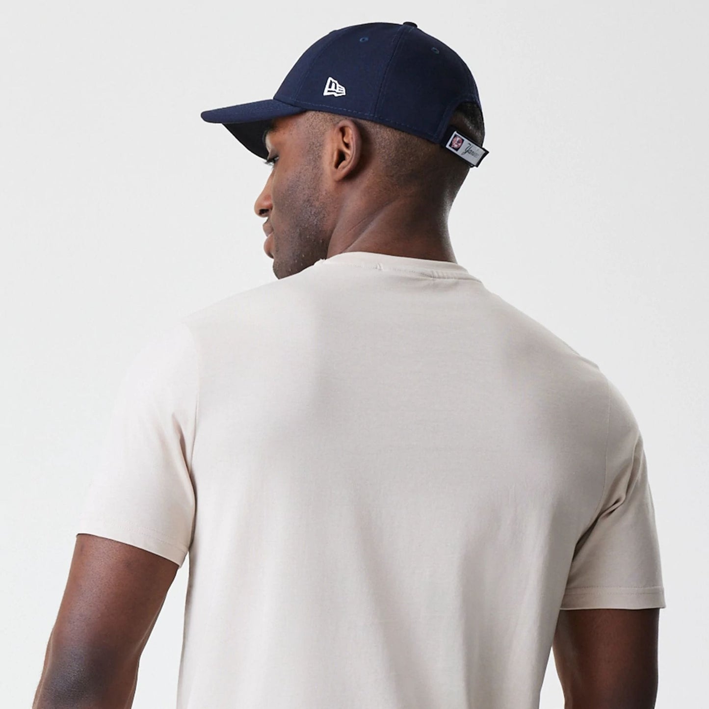 The Male model is wearing New York Yankees MLB Logo Cream T-Shirt 7